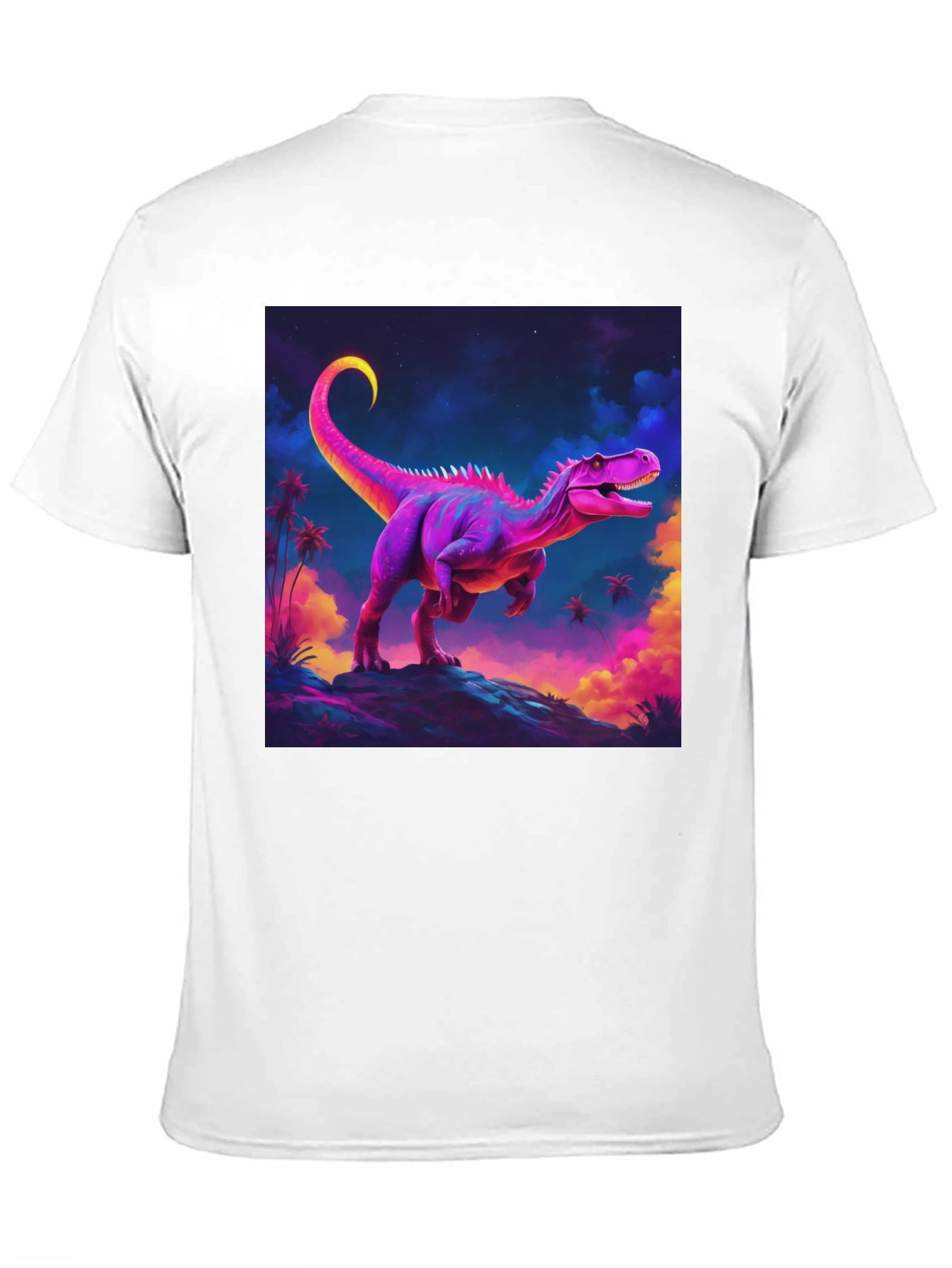 Neon Dinosaur Graphic Tee - Black