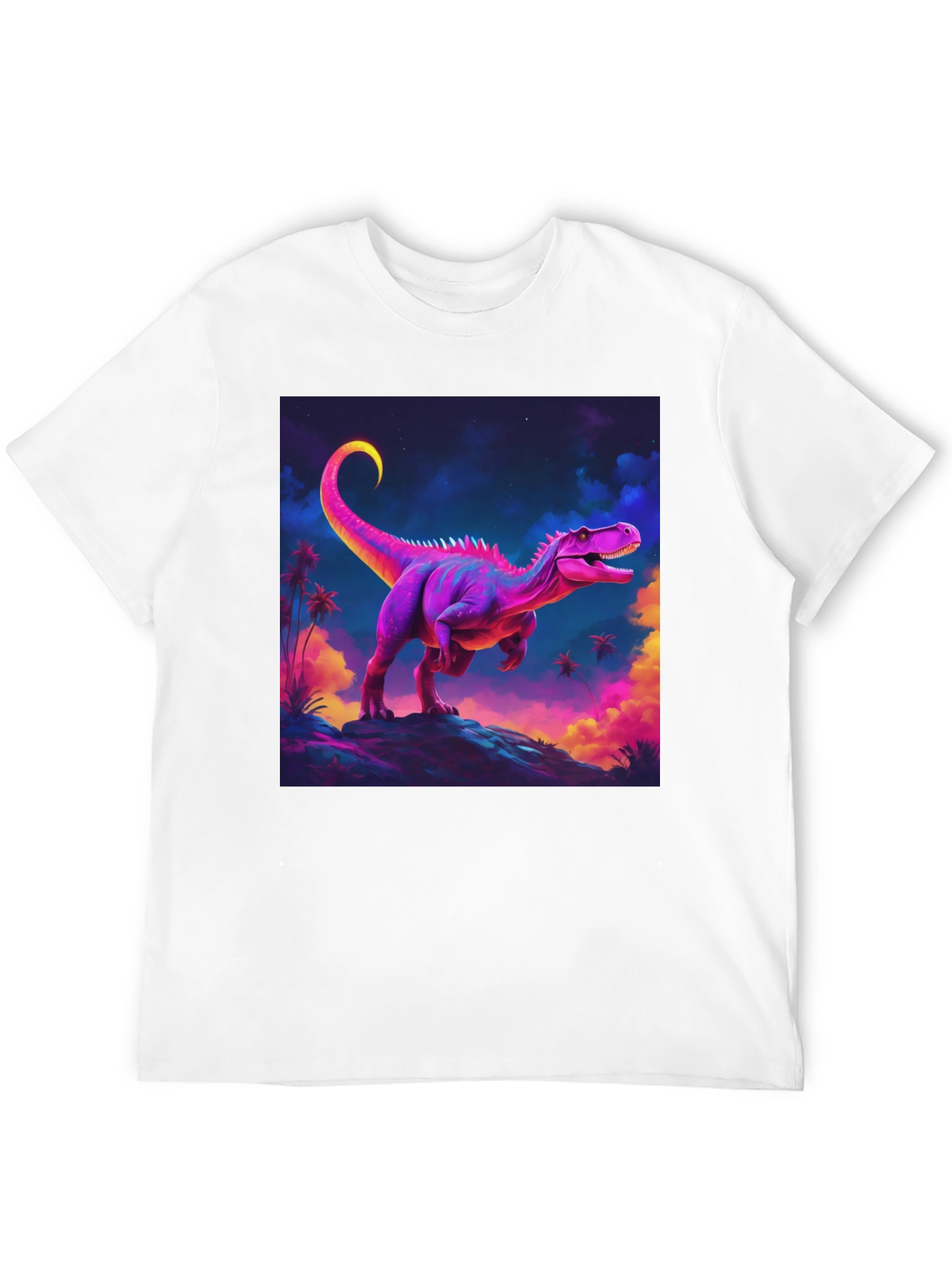 Neon Dinosaur Graphic Tee - Black