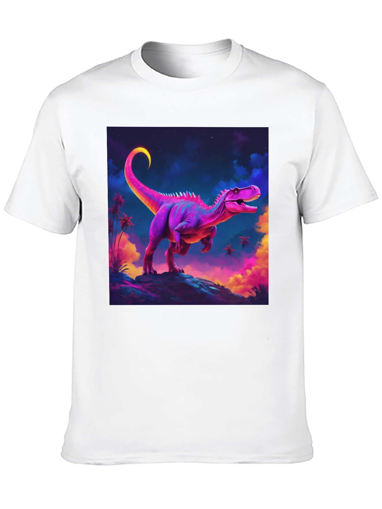 Neon Dinosaur Graphic Tee - Black