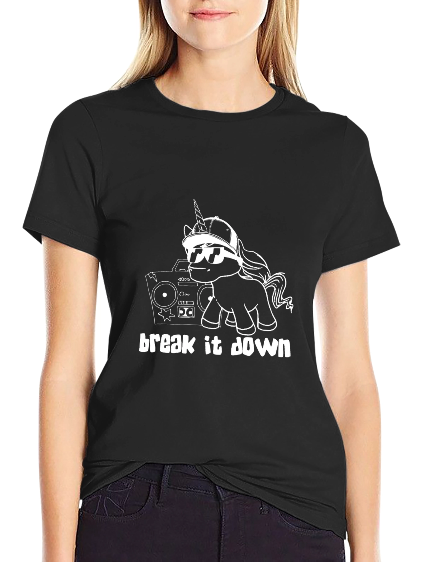 Unicorn Boombox Black T-Shirt