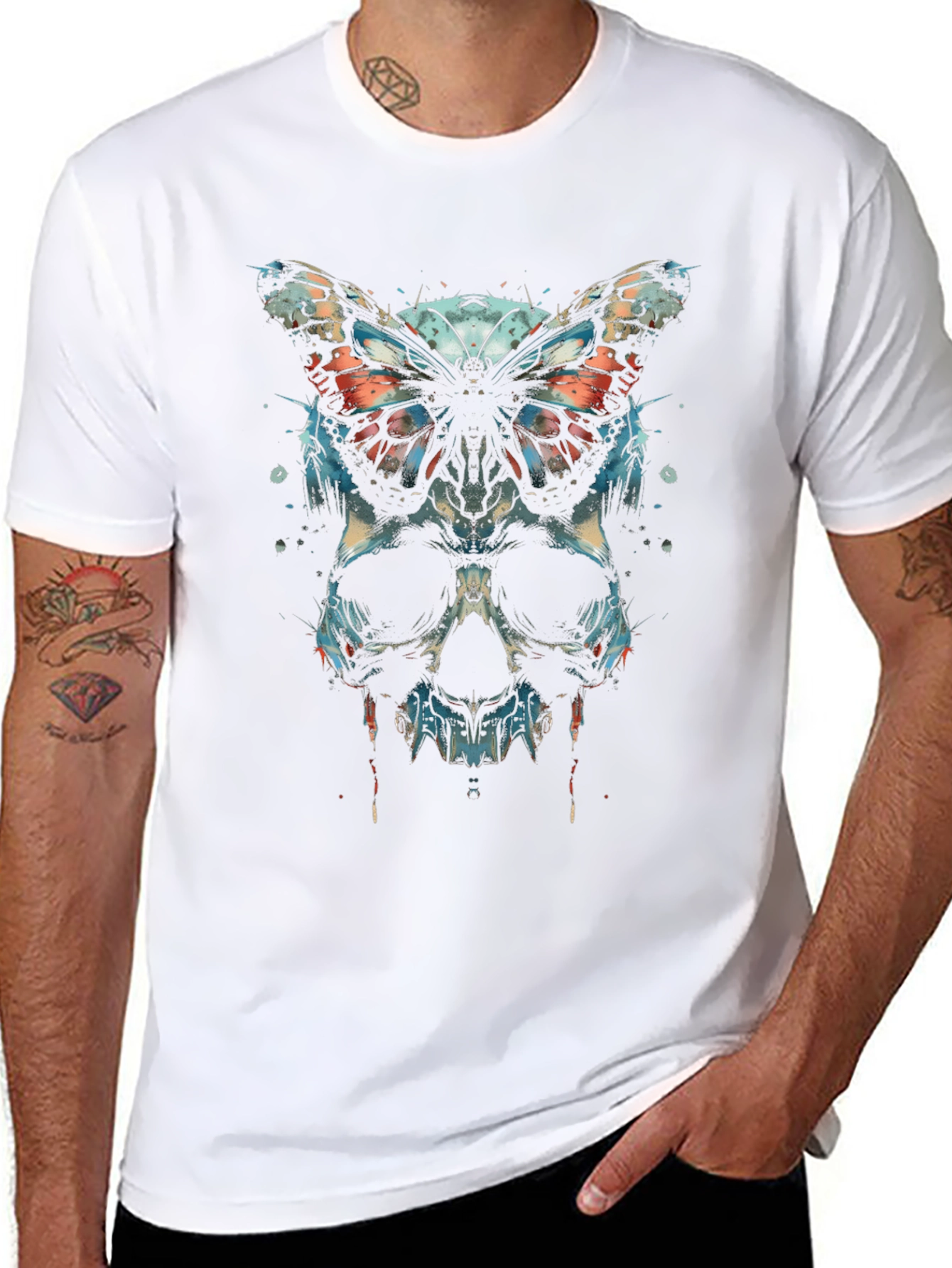Skull & Butterfly Graphic T-Shirt - Edgy Streetwear