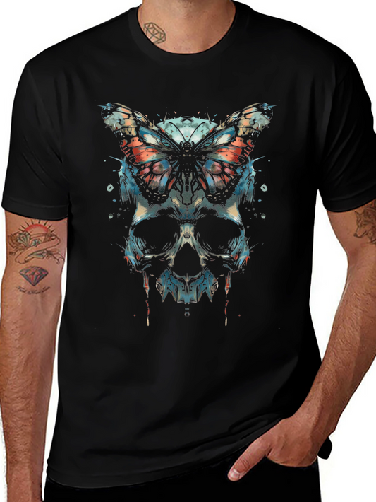 Skull & Butterfly Graphic T-Shirt - Edgy Streetwear