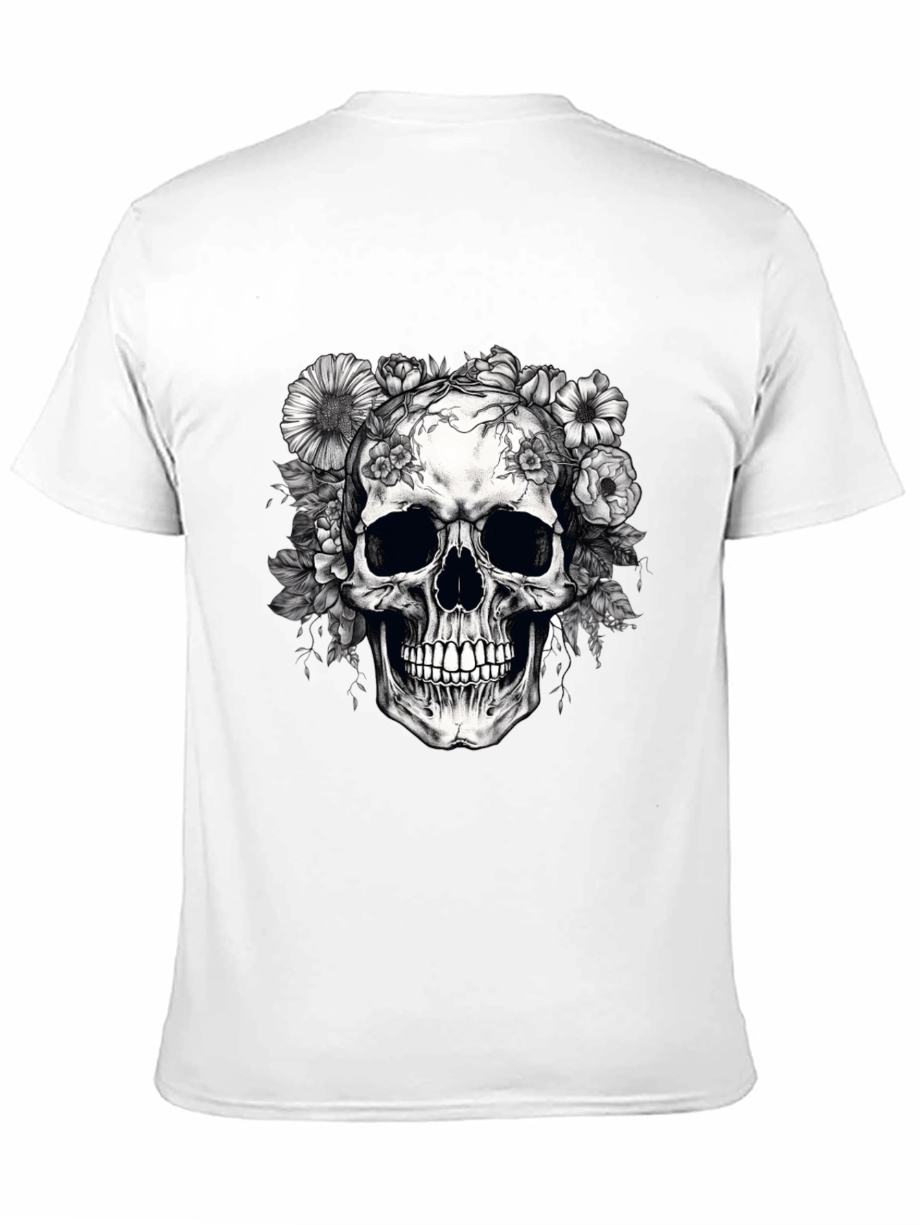 Floral Skull Graphic T-Shirt - Dark Aesthetic