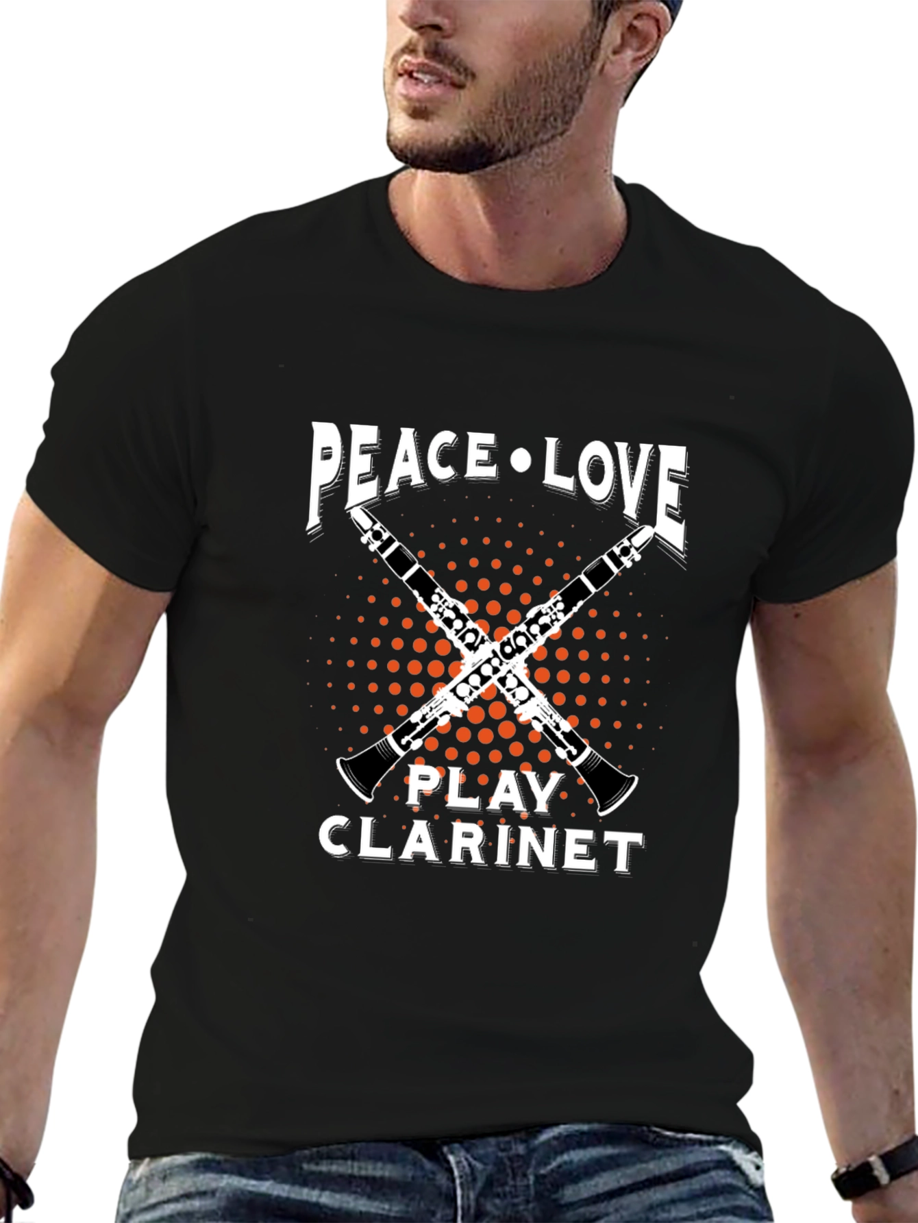 Peace Love Play Clarinet Graphic T-Shirt
