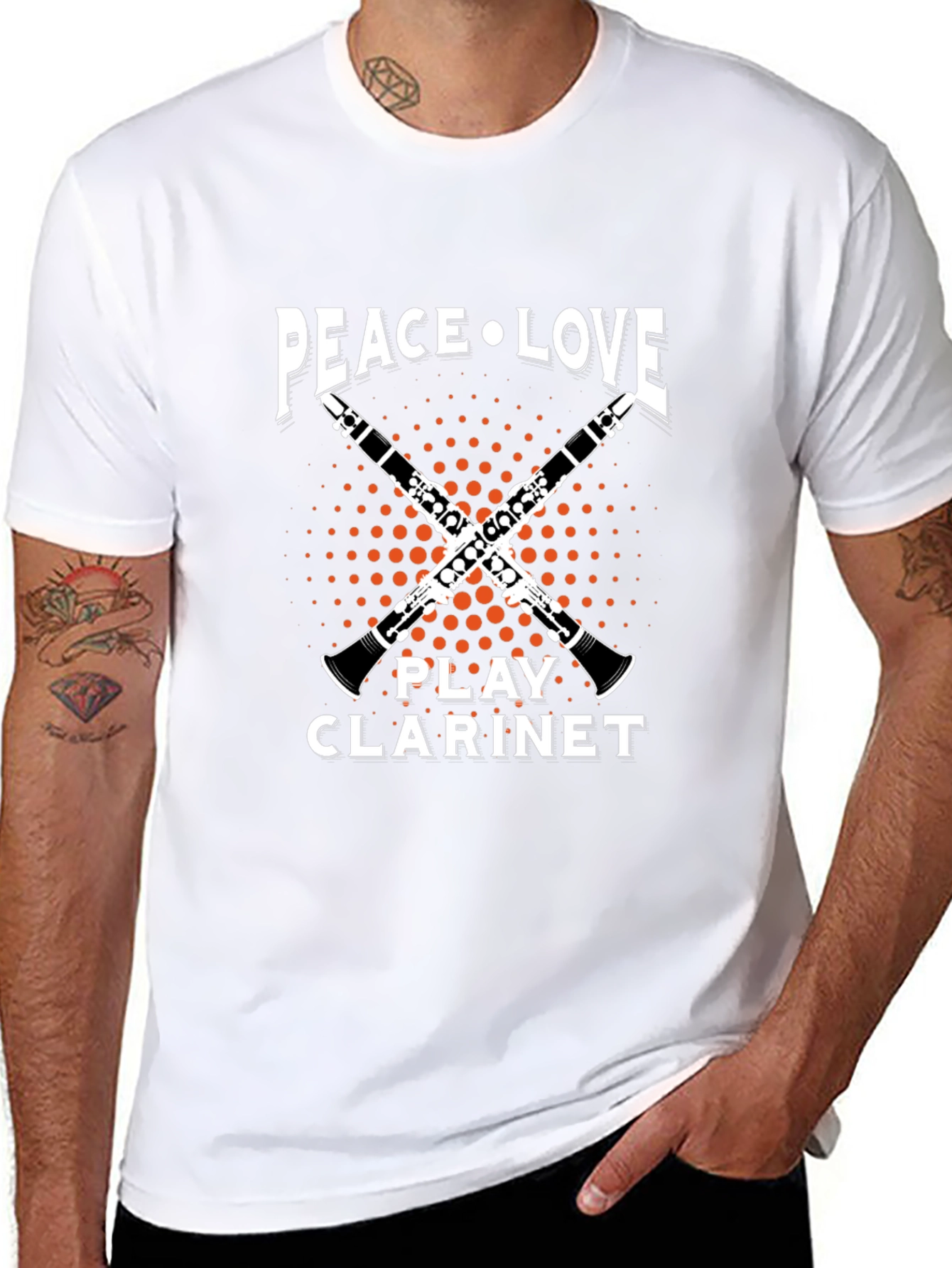 Peace Love Play Clarinet Graphic T-Shirt