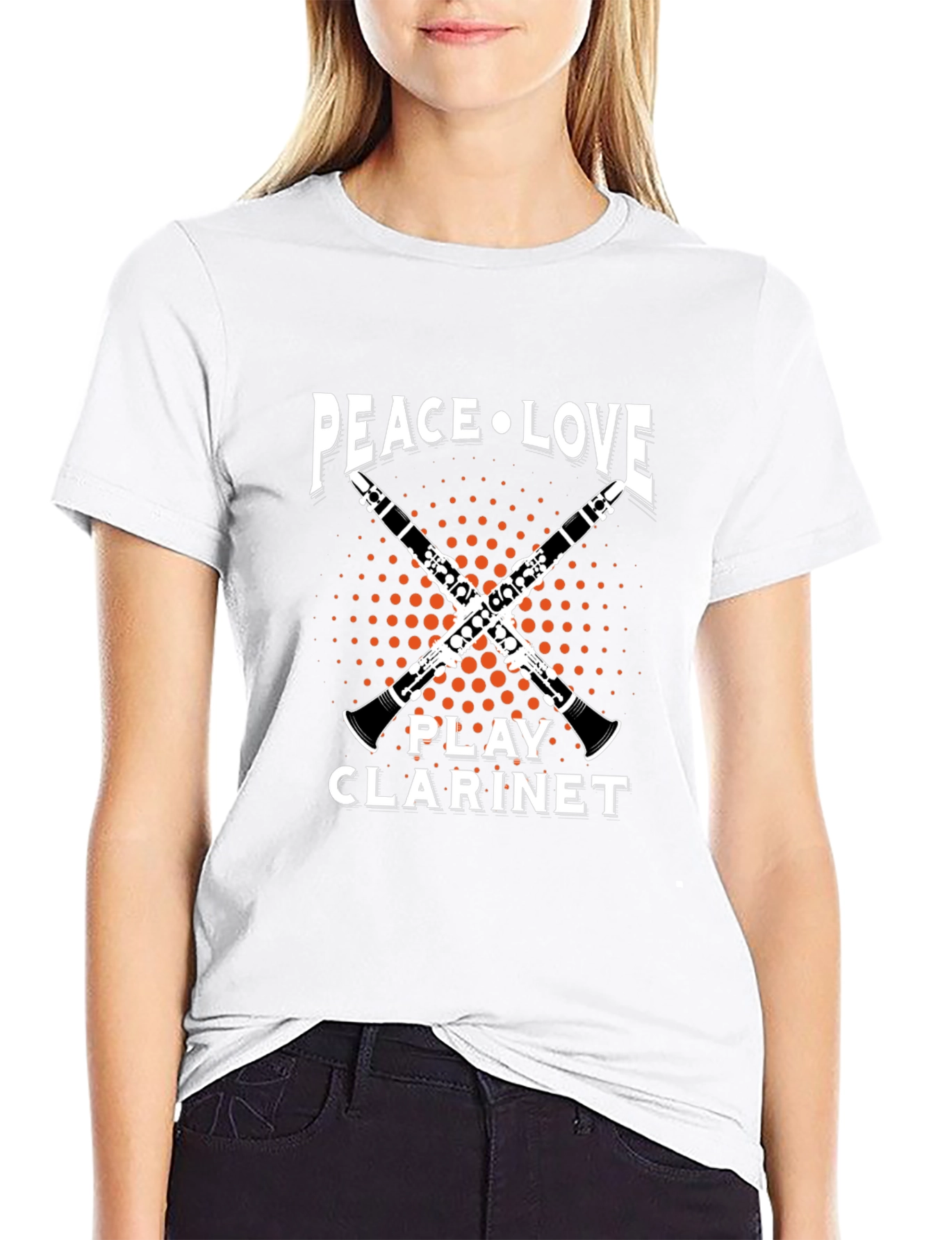 Peace Love Play Clarinet Graphic T-Shirt