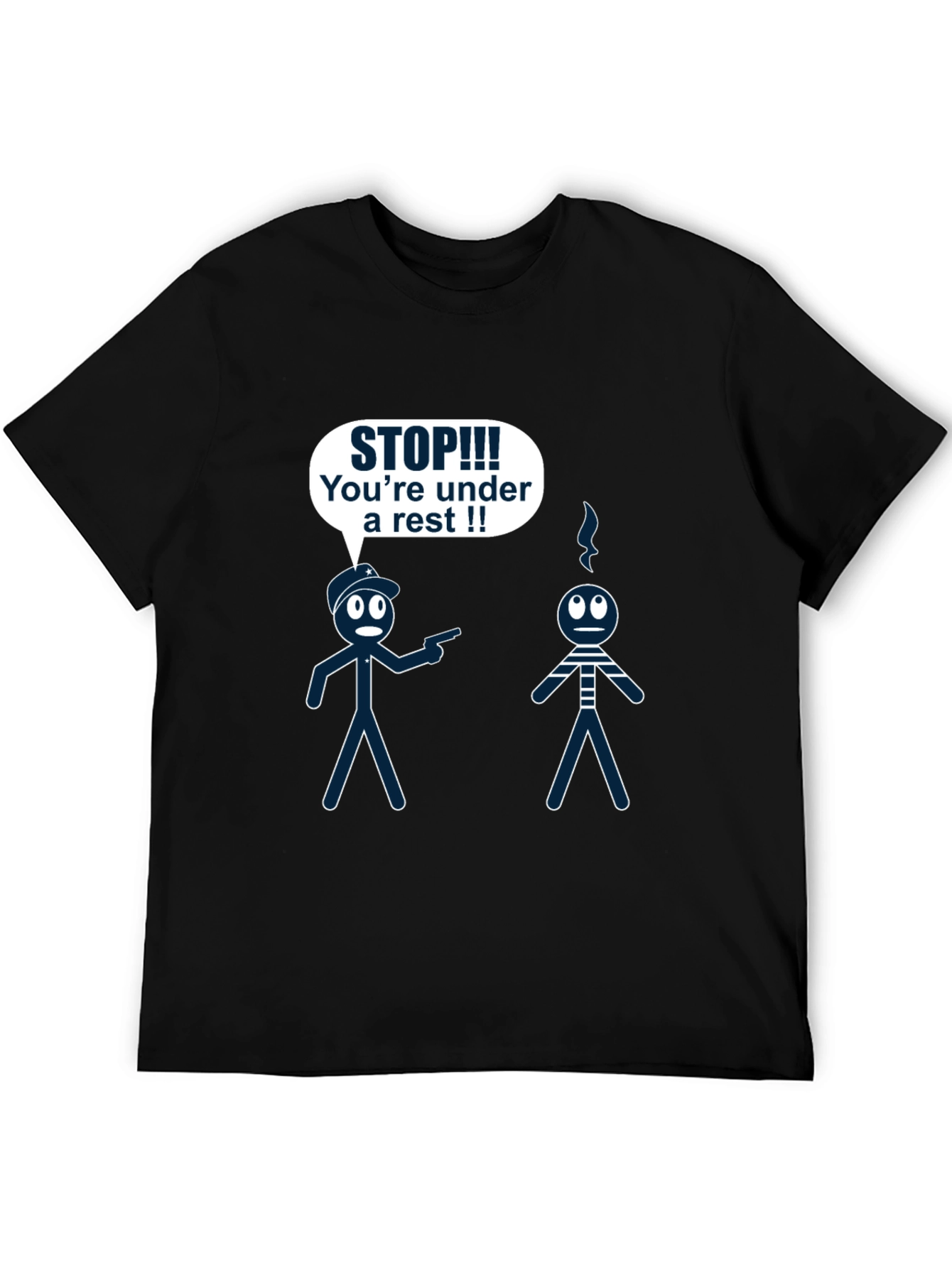 Funny Arrest Stick Figure Graphic T-Shirt