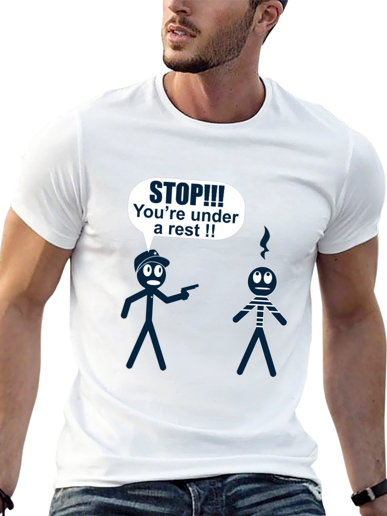 Funny Arrest Stick Figure Graphic T-Shirt