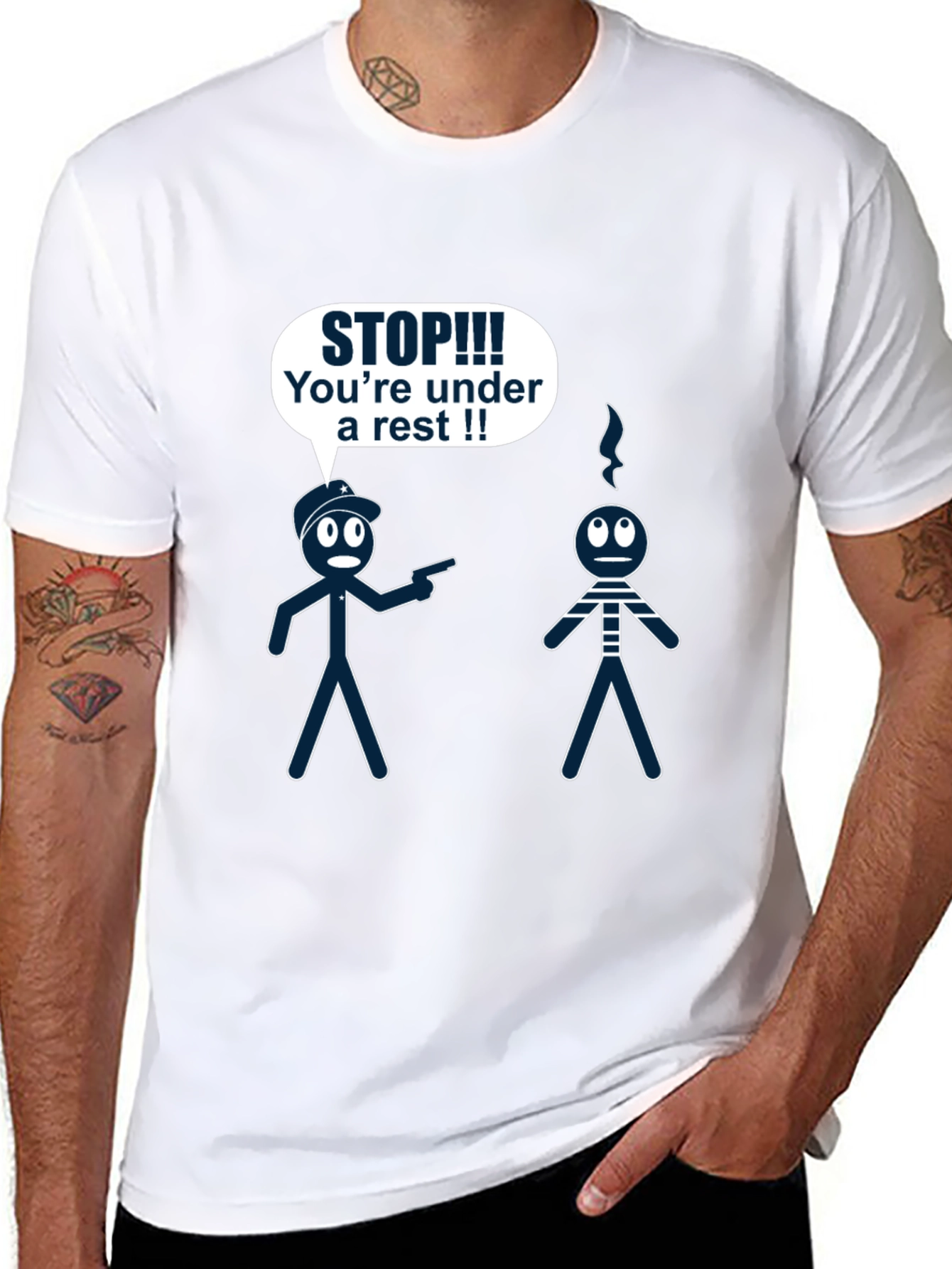 Funny Arrest Stick Figure Graphic T-Shirt