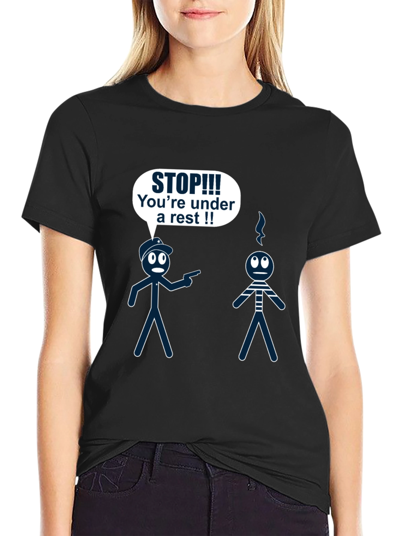 Funny Arrest Stick Figure Graphic T-Shirt