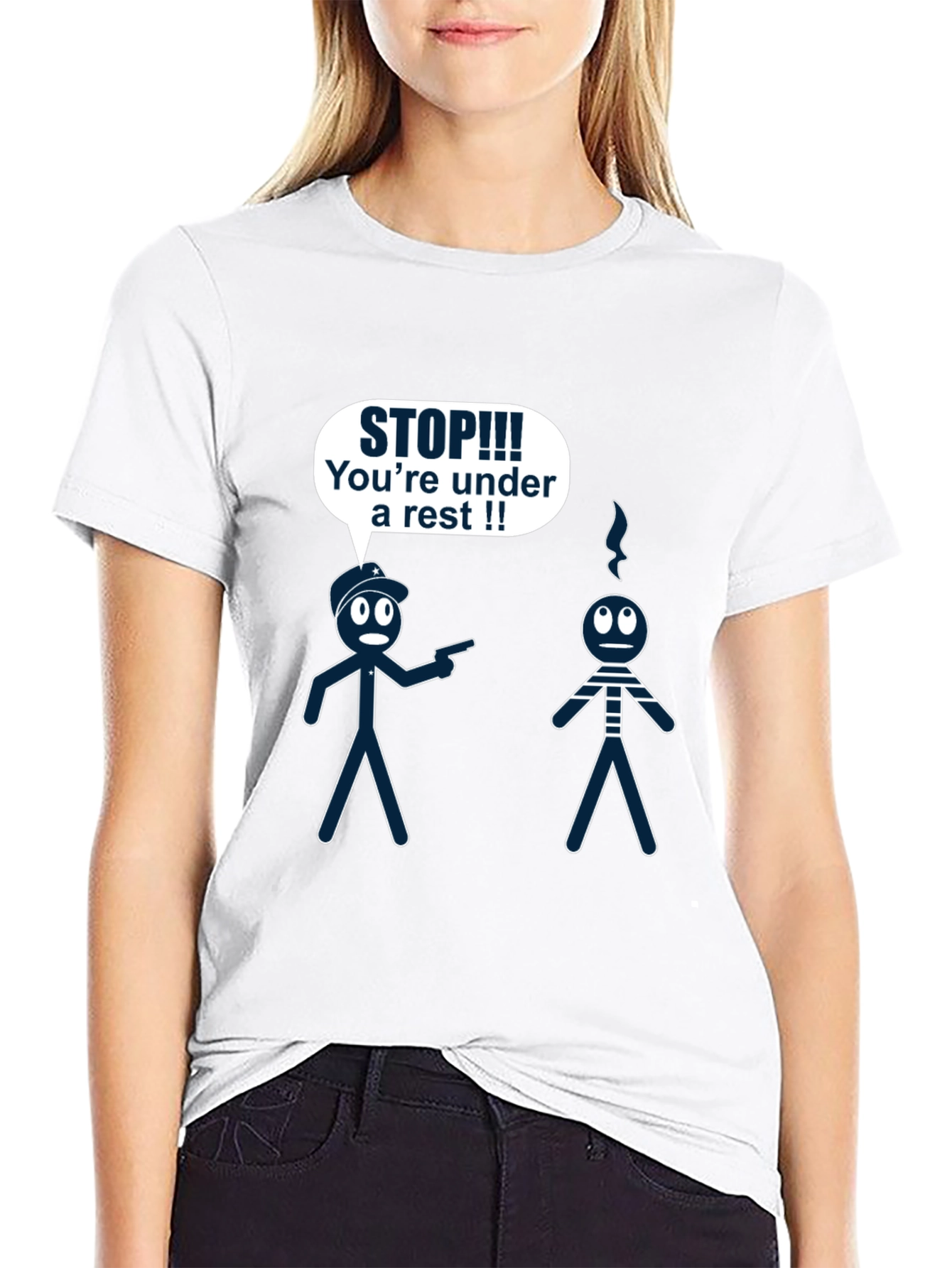 Funny Arrest Stick Figure Graphic T-Shirt