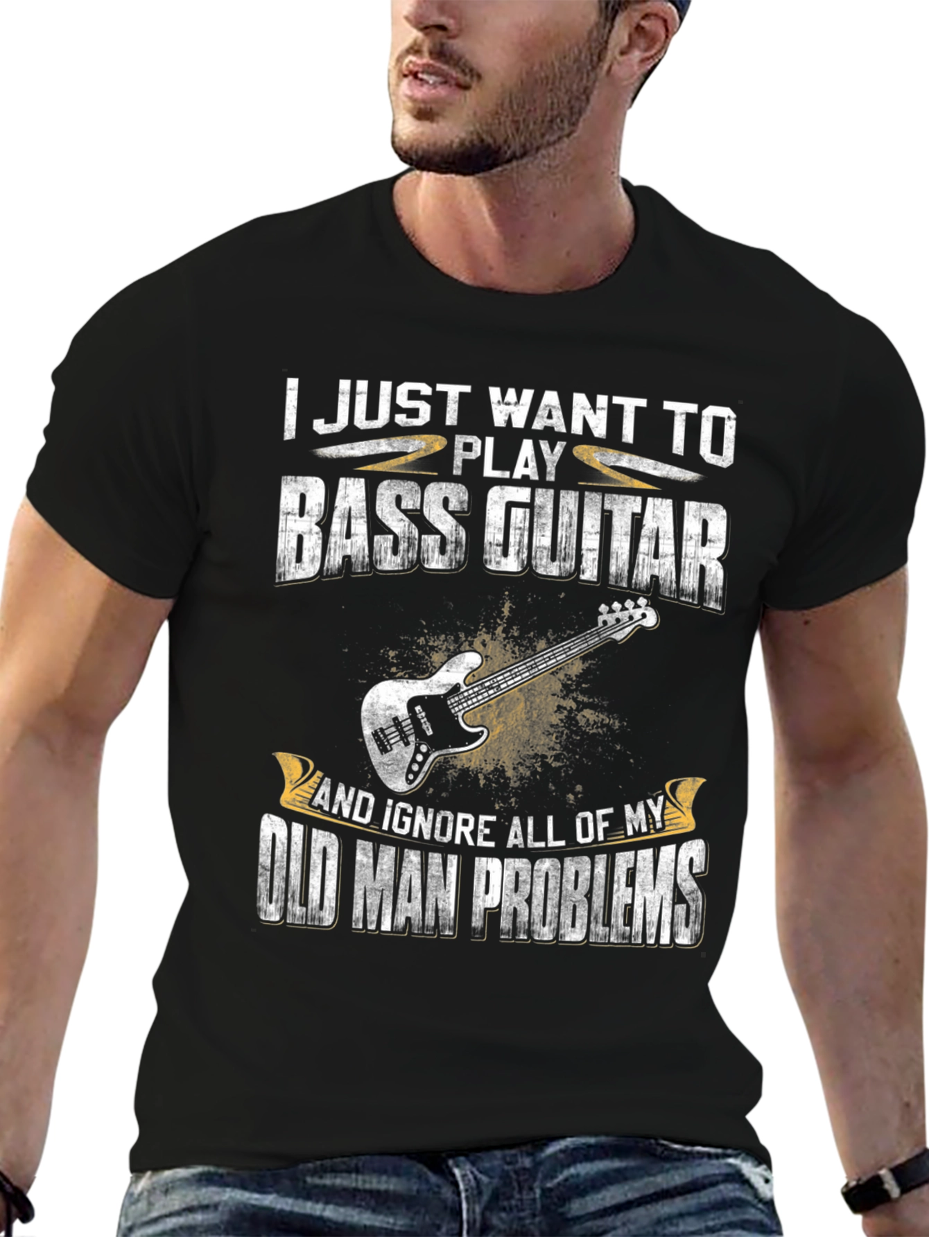 Bass Guitar Old Man Problems Graphic T-Shirt