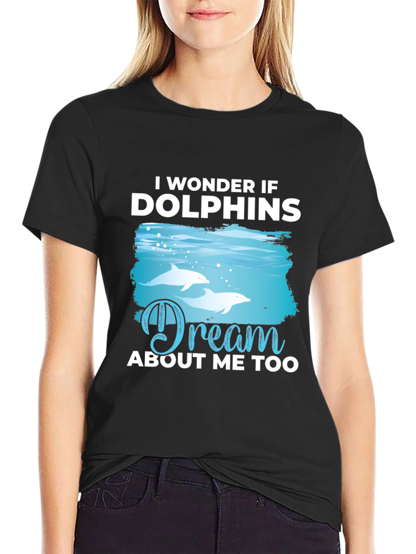 Dolphins Dream T-Shirt - Black Cotton Graphic Tee