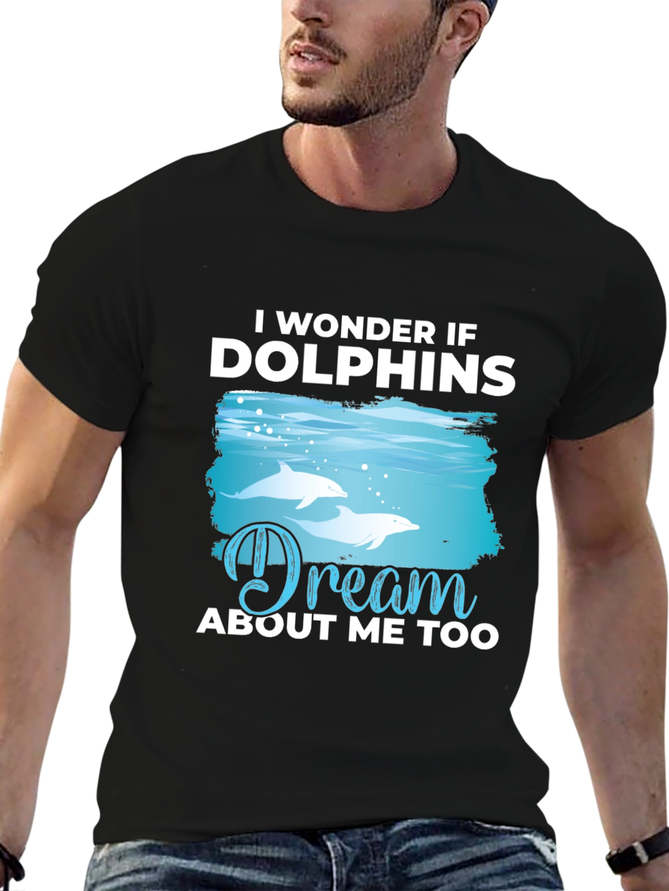 Dolphins Dream T-Shirt - Black Cotton Graphic Tee