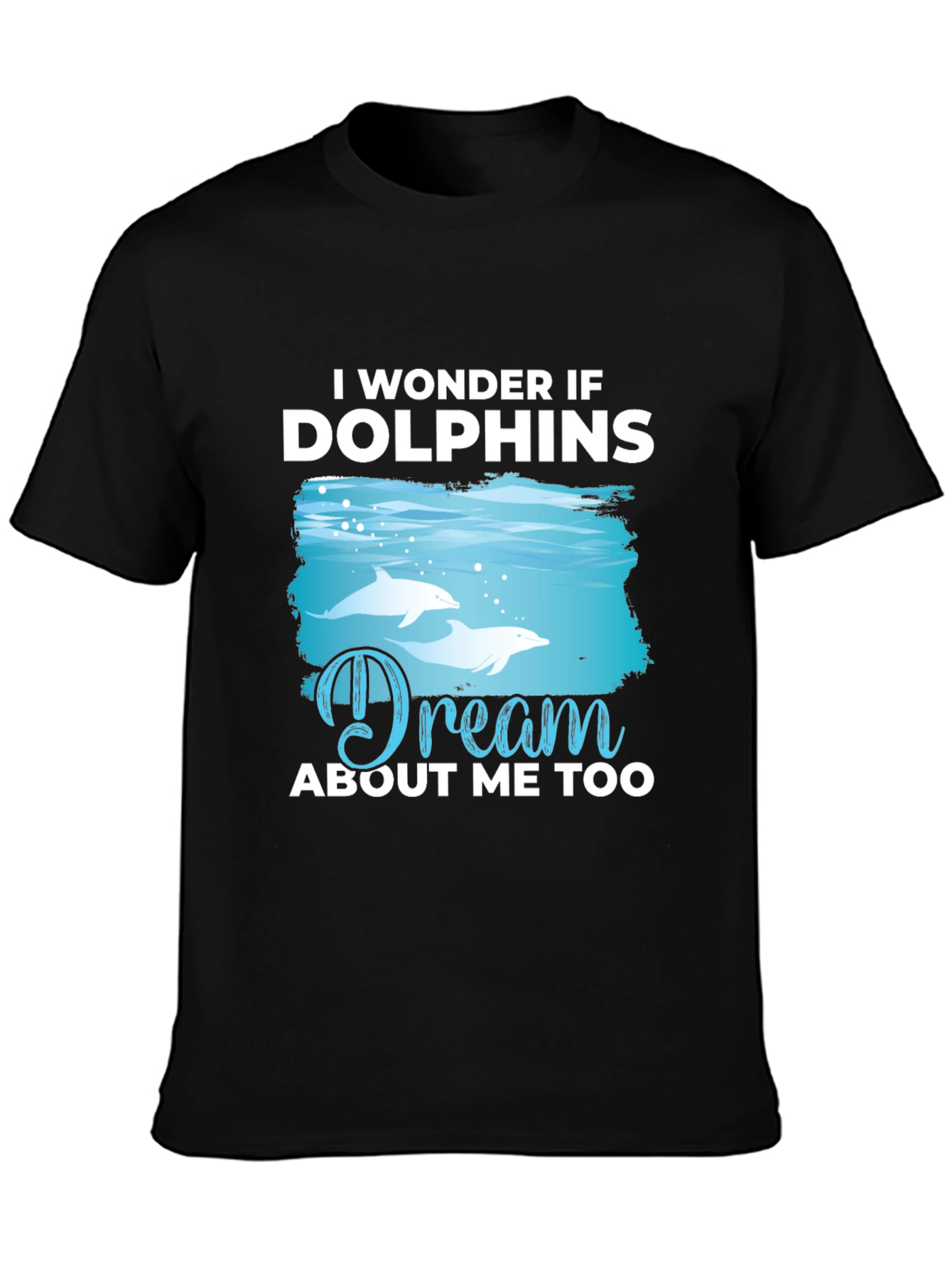 Dolphins Dream T-Shirt - Black Cotton Graphic Tee
