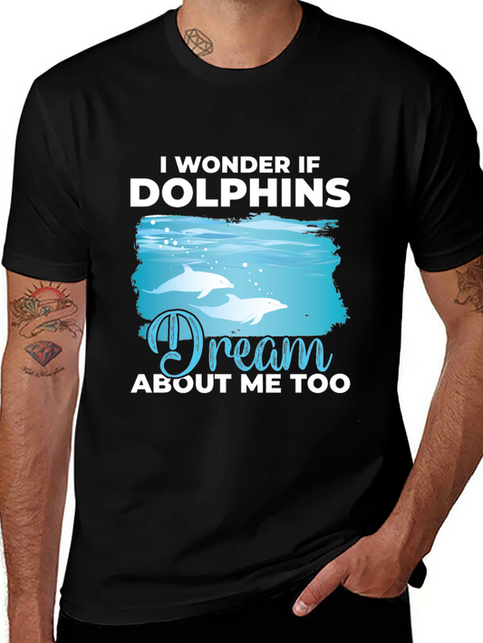 Dolphins Dream T-Shirt - Black Cotton Graphic Tee
