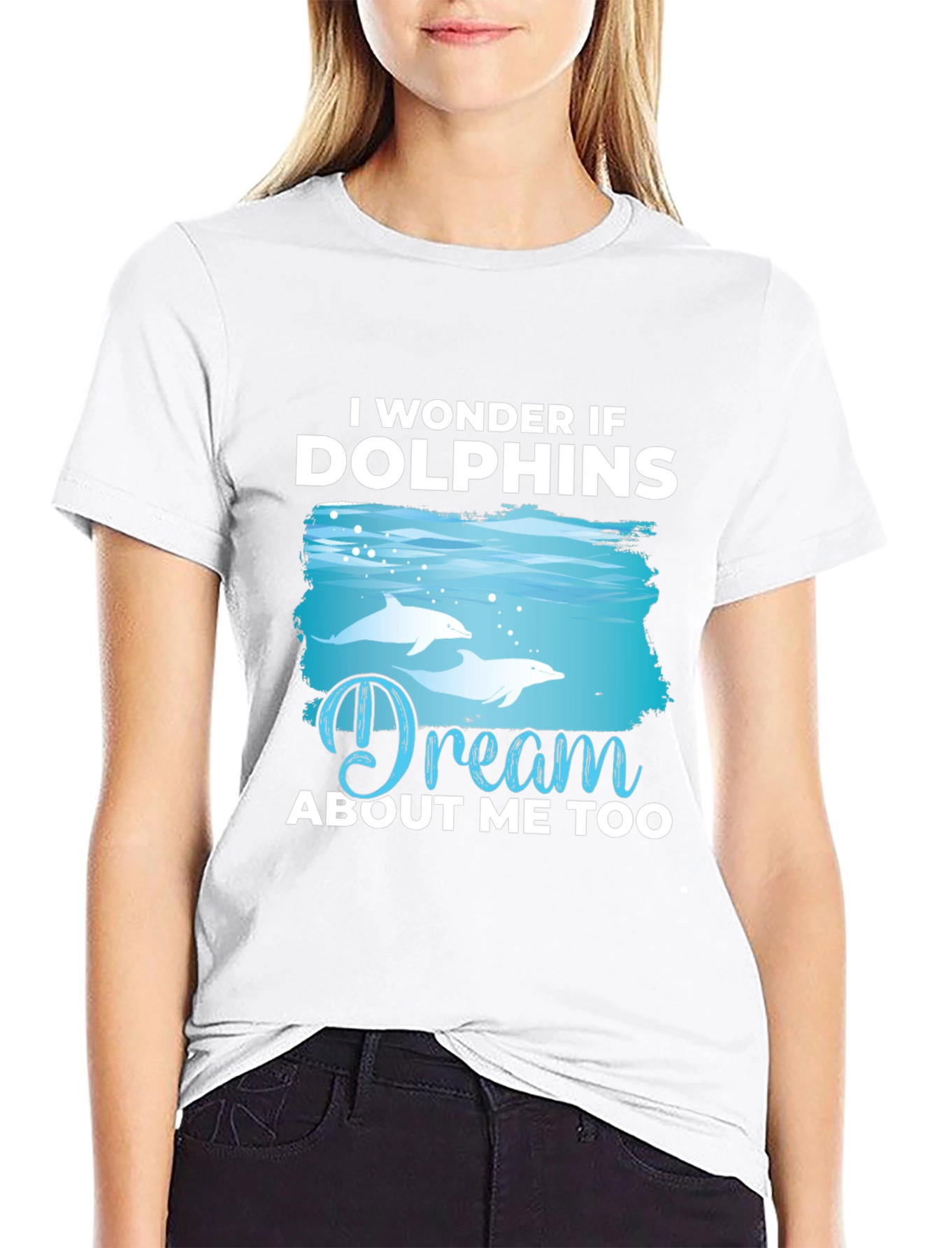 Dolphins Dream T-Shirt - Black Cotton Graphic Tee
