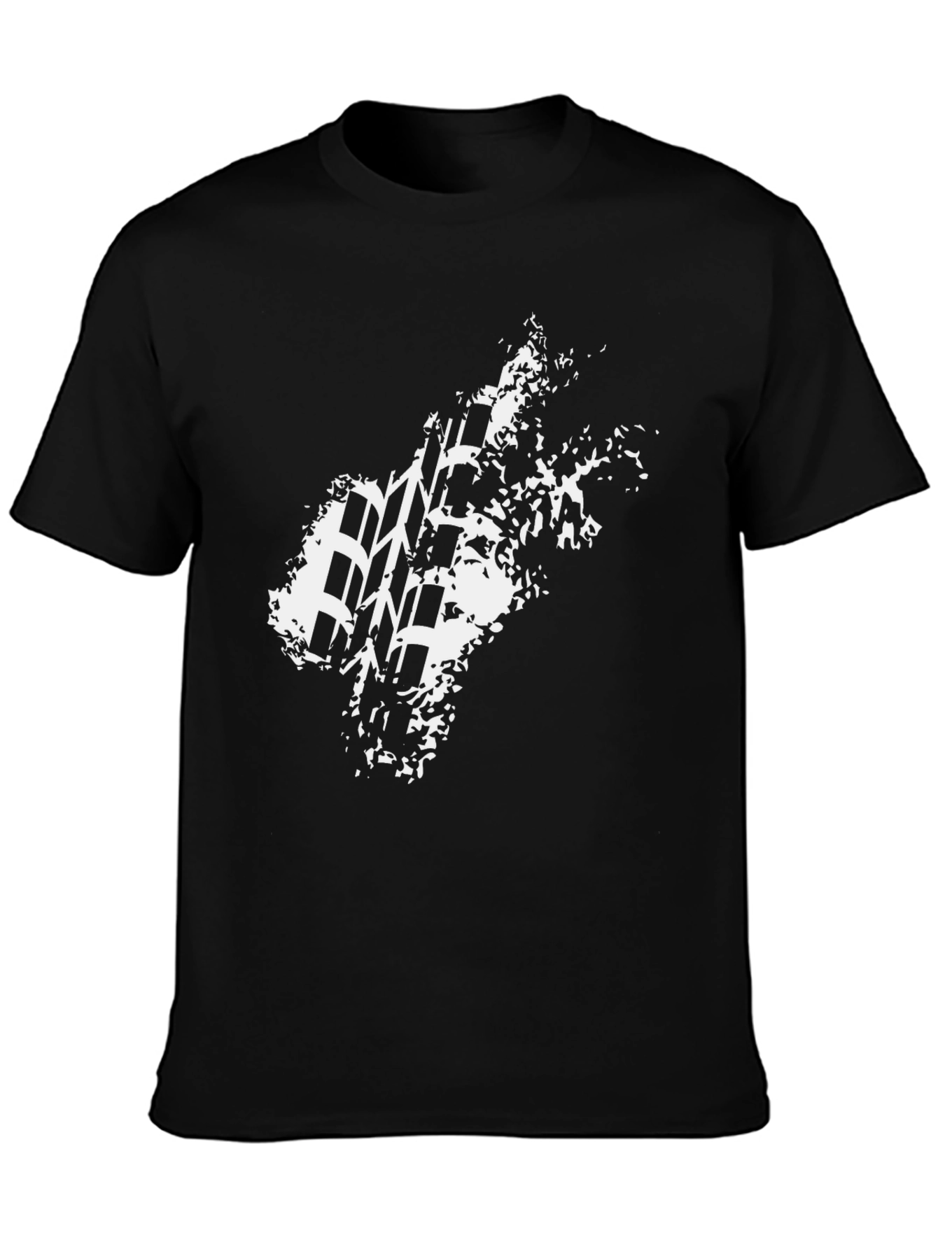 Mens Black T-Shirt with Tire Track Graphic