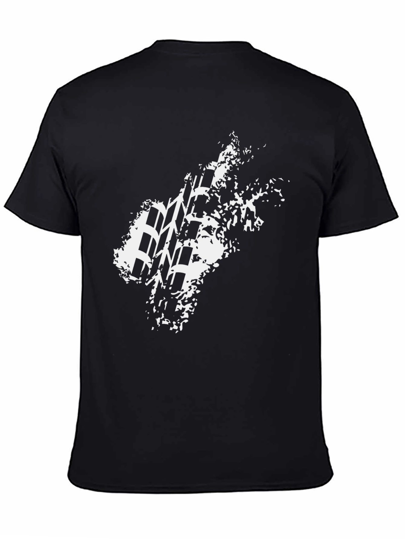 Mens Black T-Shirt with Tire Track Graphic