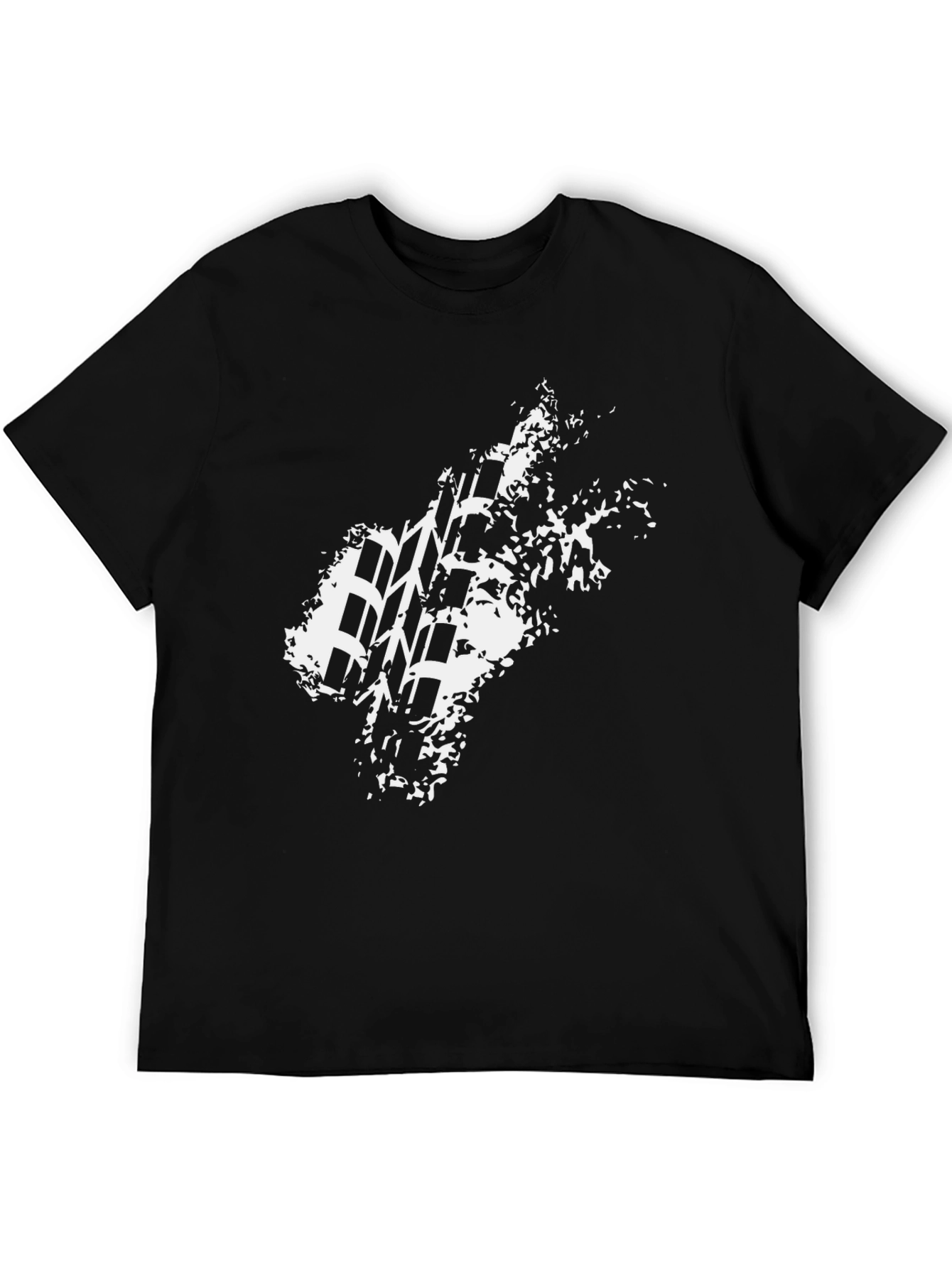 Mens Black T-Shirt with Tire Track Graphic