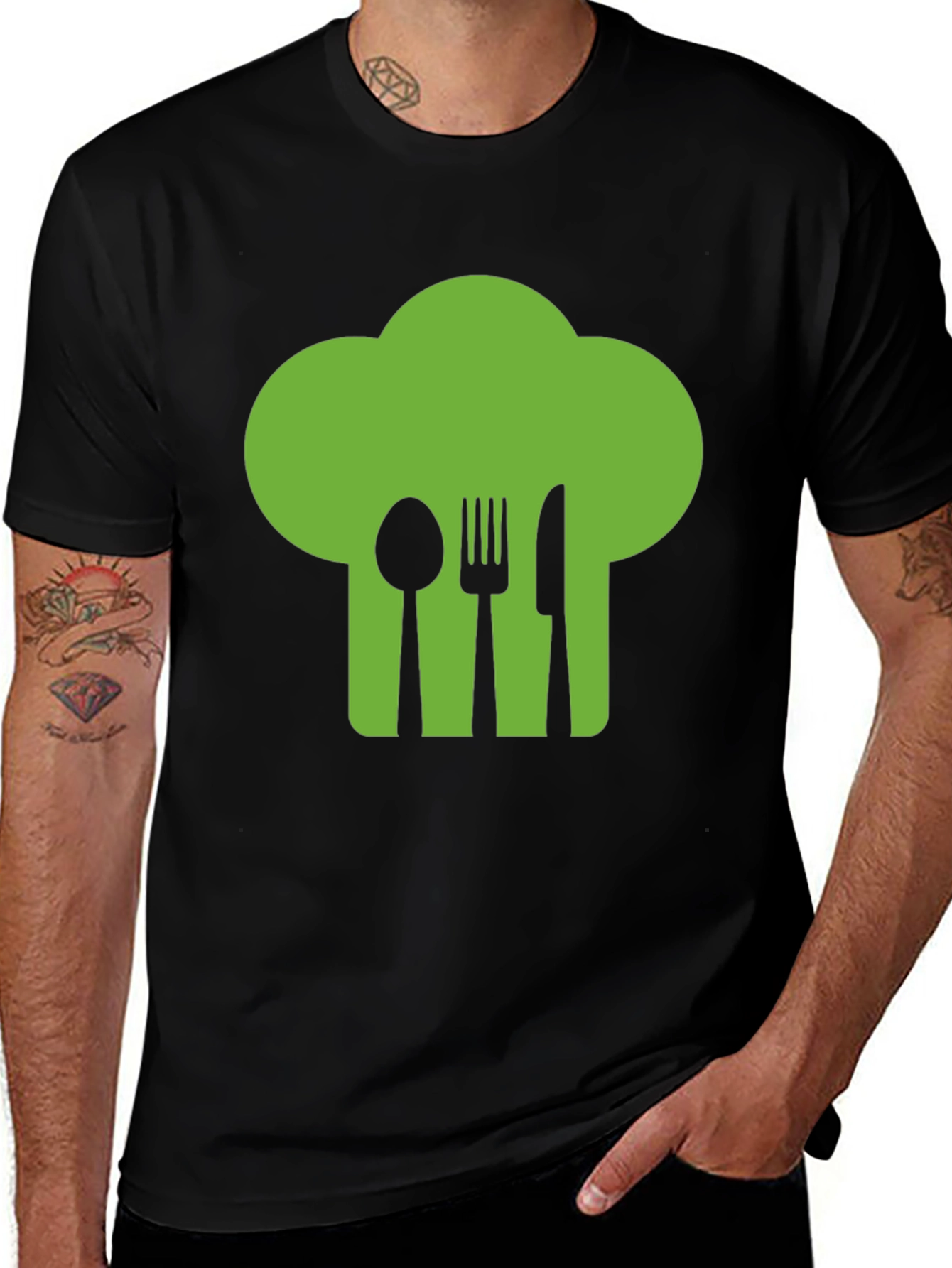 Chef Hat Utensil Graphic Tee - Black