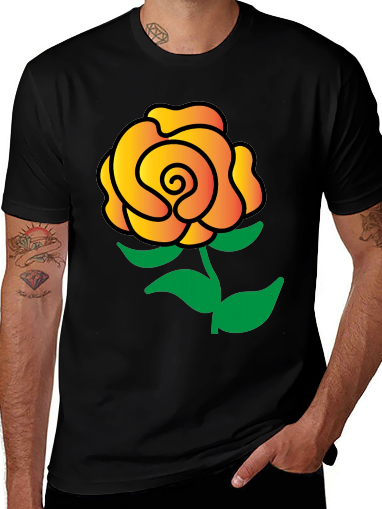 Rose Graphic Black T-Shirt