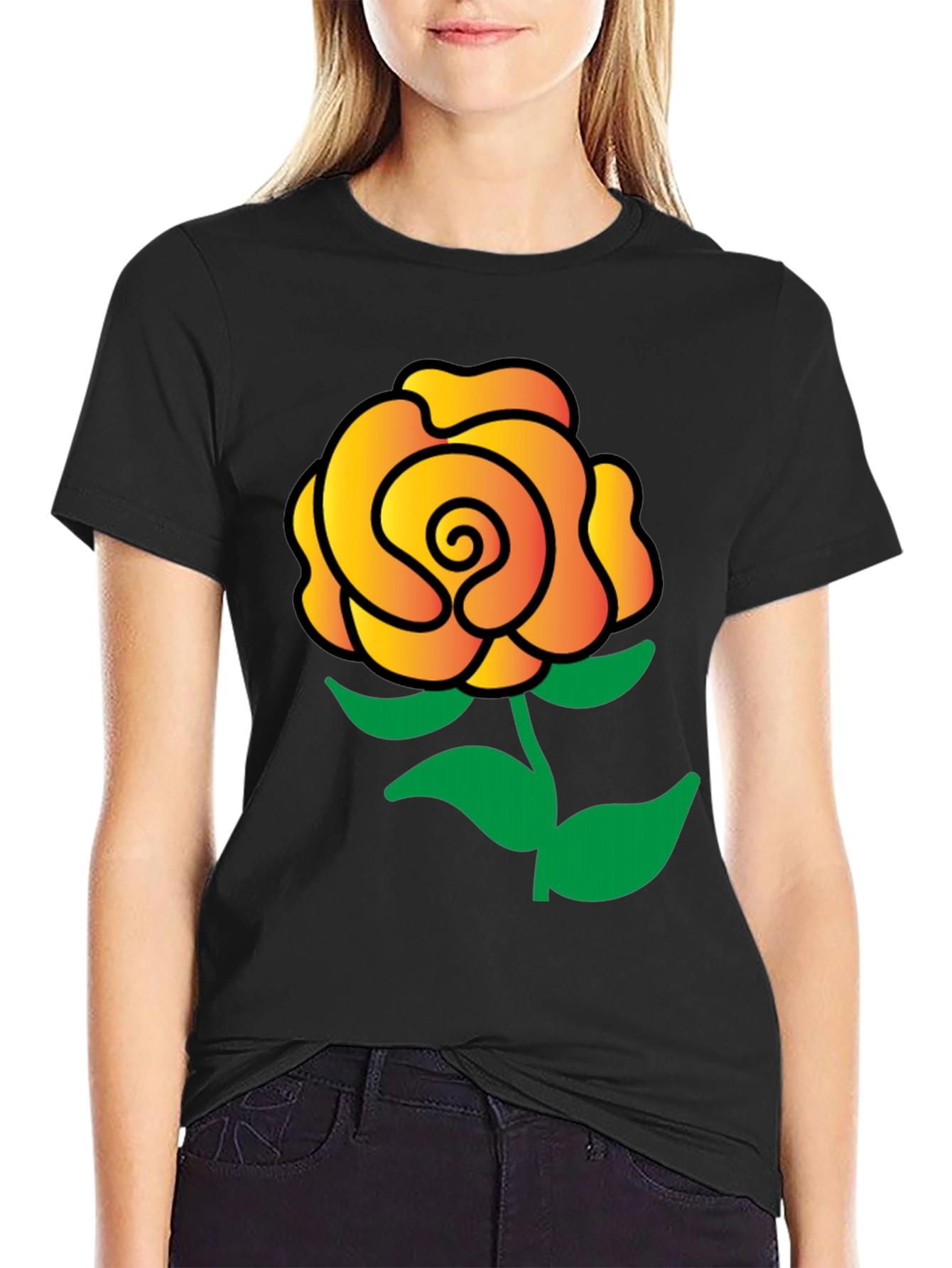 Rose Graphic Black T-Shirt