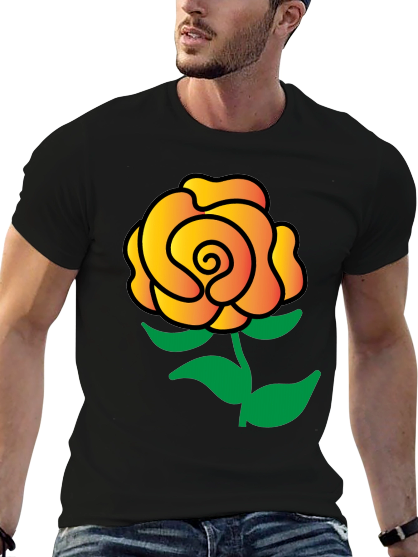 Rose Graphic Black T-Shirt