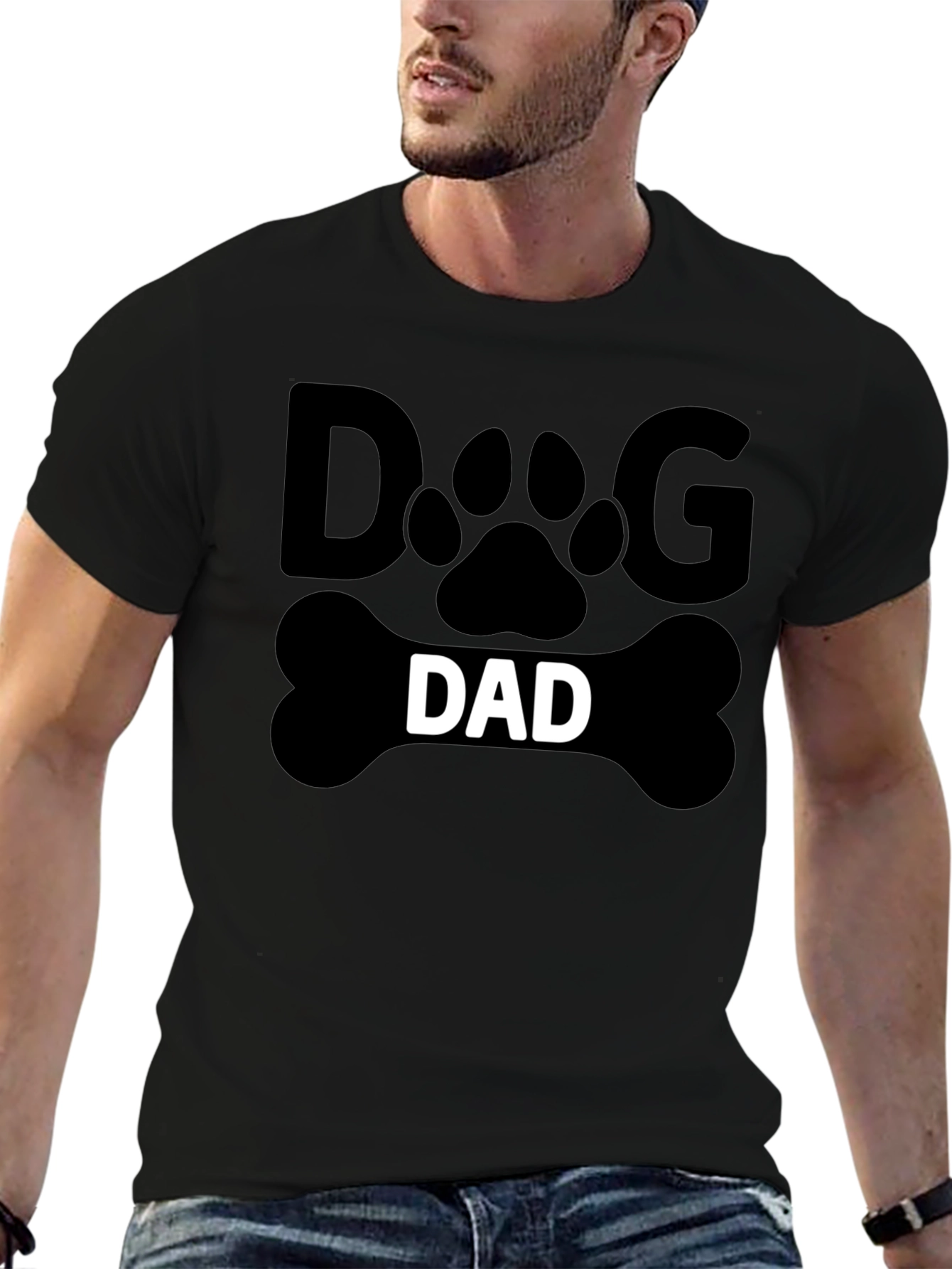 Dog Dad T-Shirt - Paw Print Bone Design