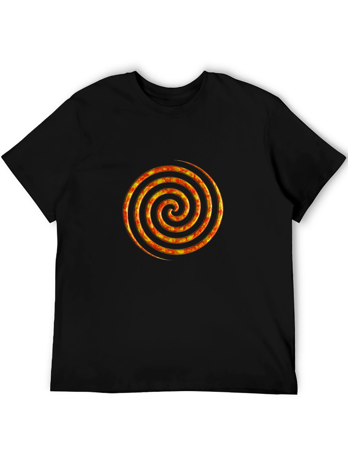Fiery Spiral Graphic Black T-Shirt