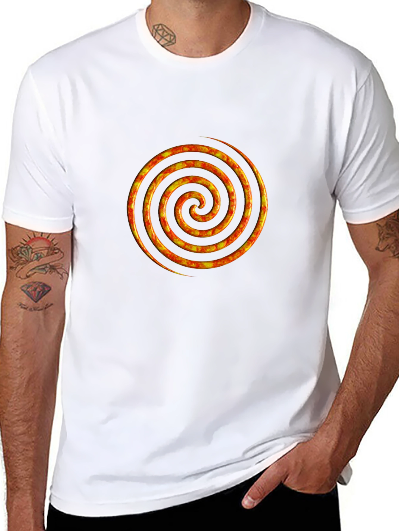 Fiery Spiral Graphic Black T-Shirt