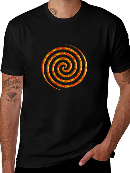 Fiery Spiral Graphic Black T-Shirt