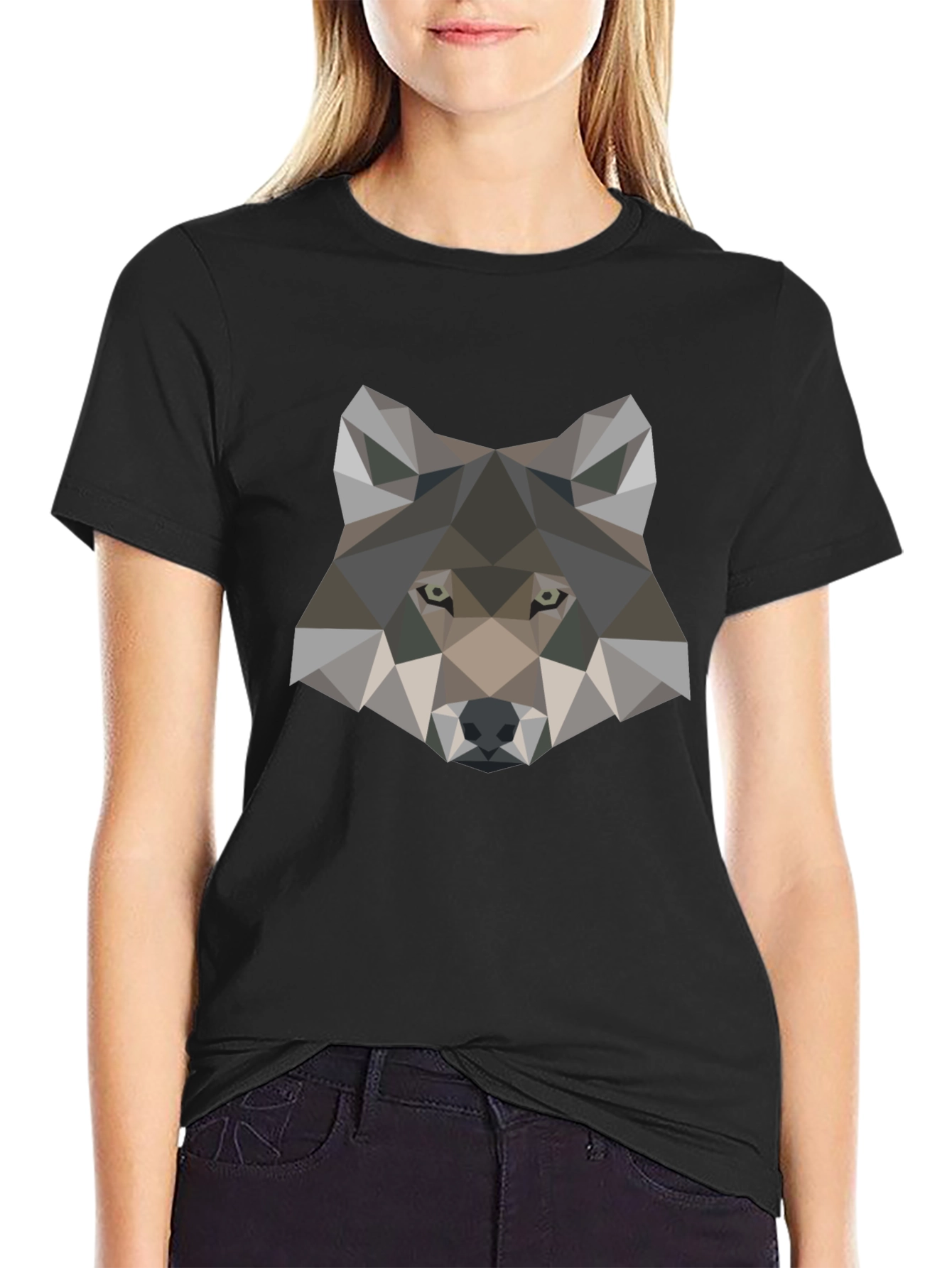 Geometric Wolf Graphic Tee - Stylish Mens T-Shirt