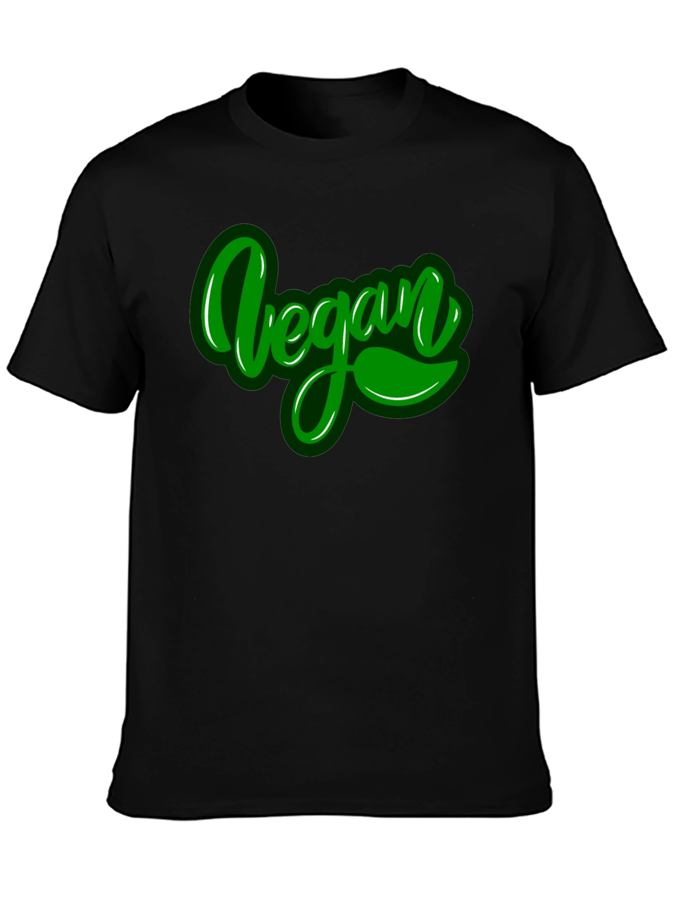 Vegan Green Text Black T-Shirt