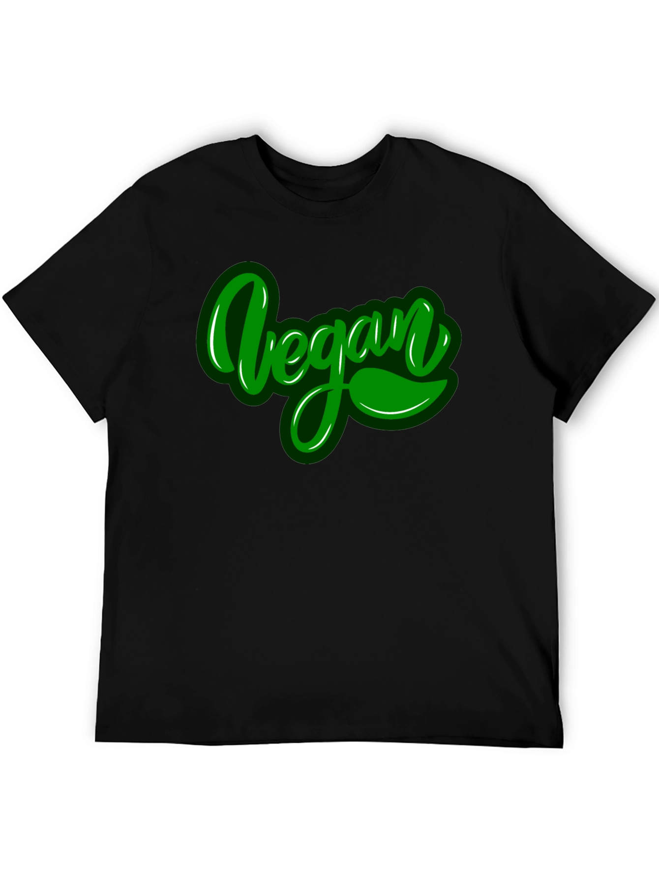 Vegan Green Text Black T-Shirt