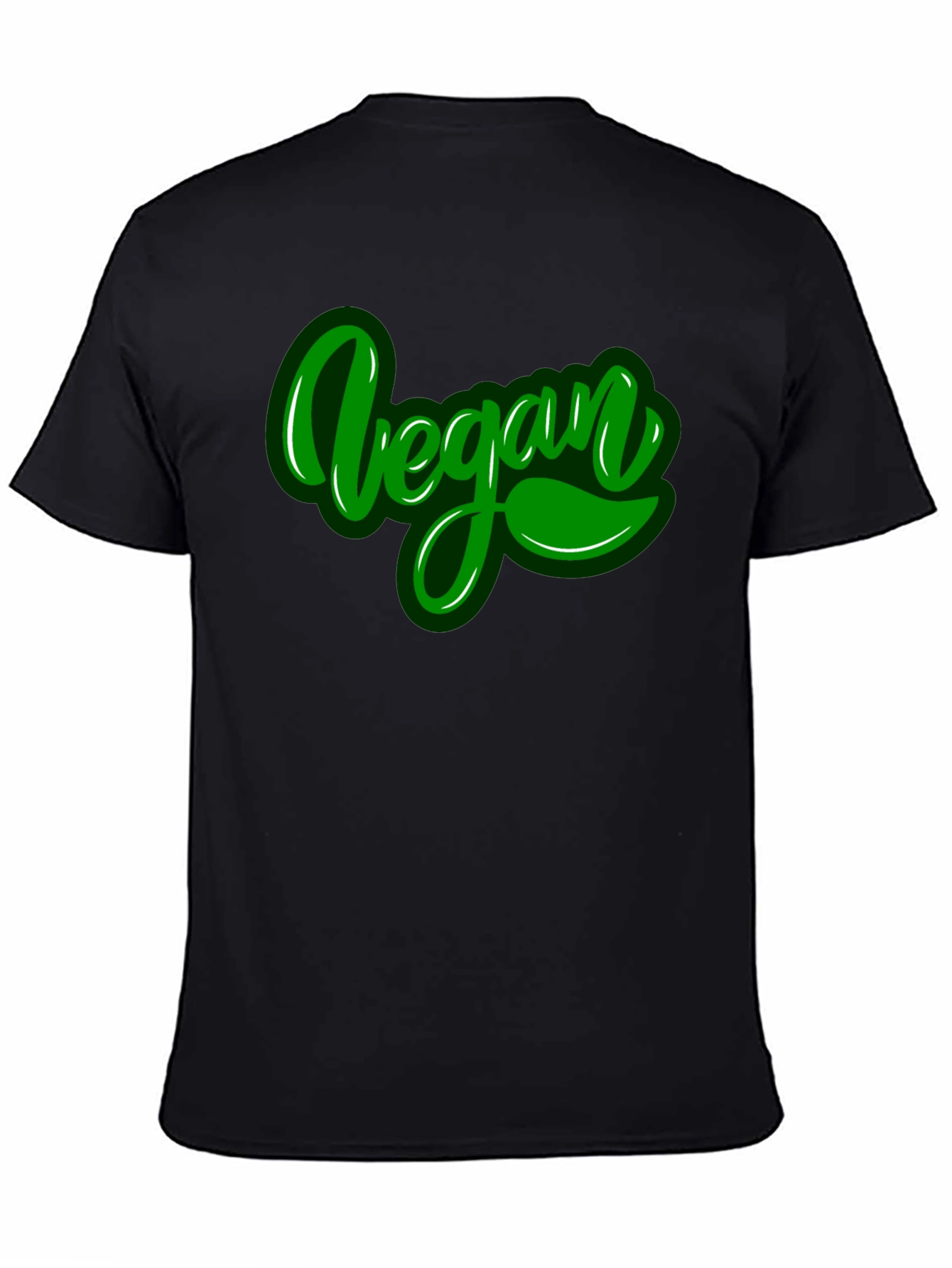 Vegan Green Text Black T-Shirt