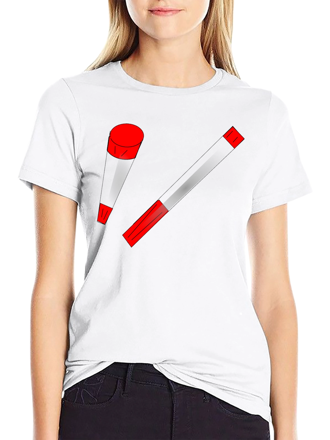 Modern Art Black T-Shirt with Red Accents