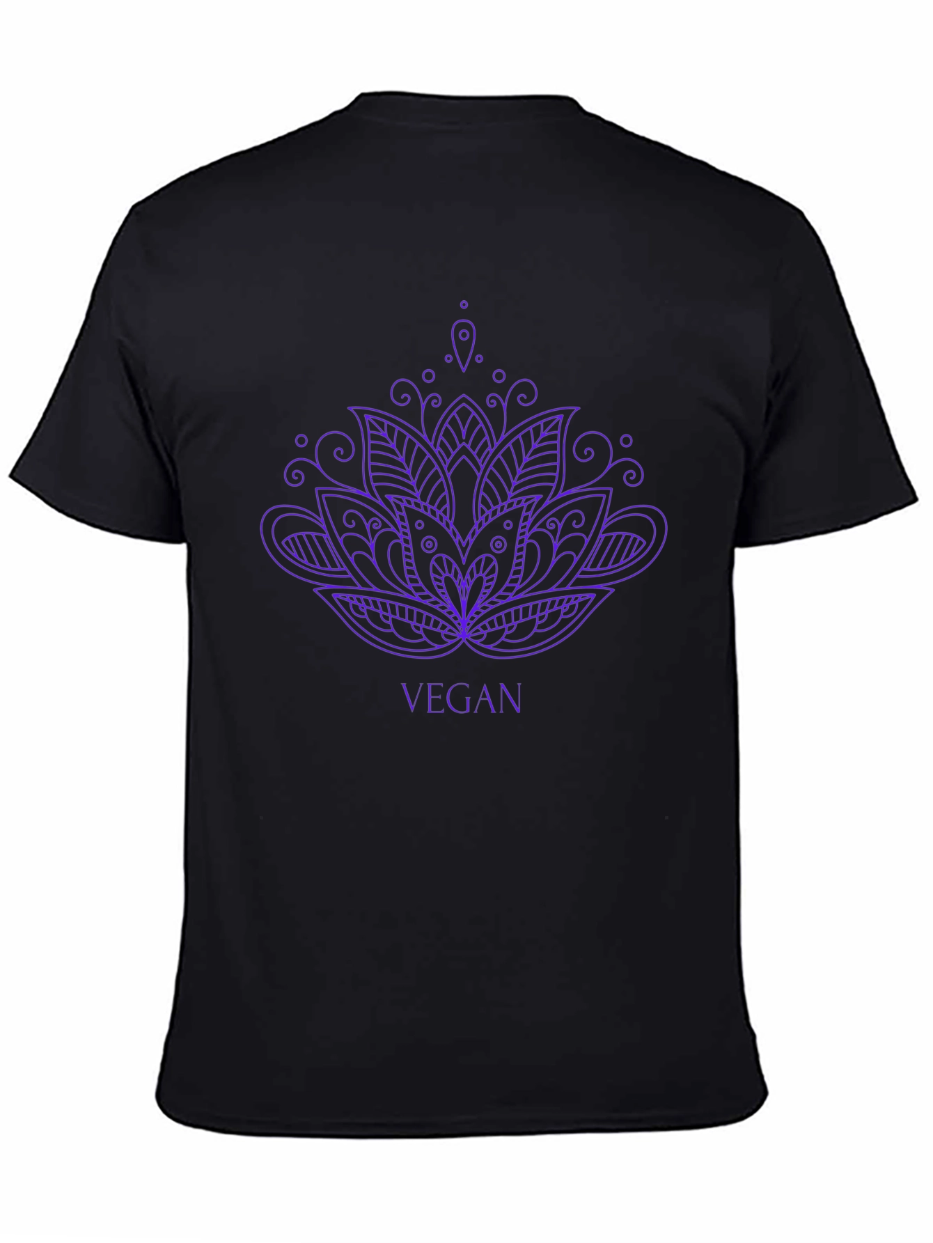 Vegan Lotus Flower Graphic Tee - Black