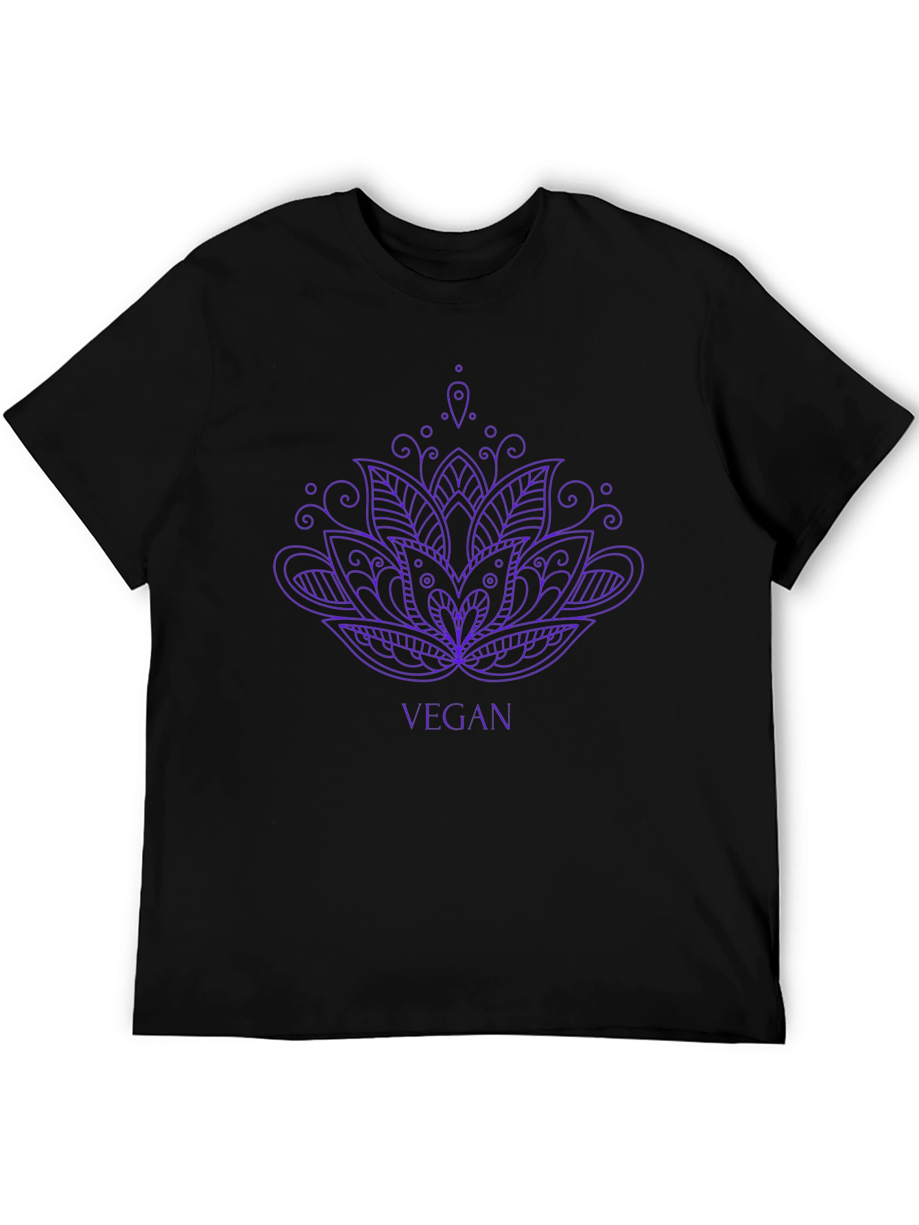 Vegan Lotus Flower Graphic Tee - Black