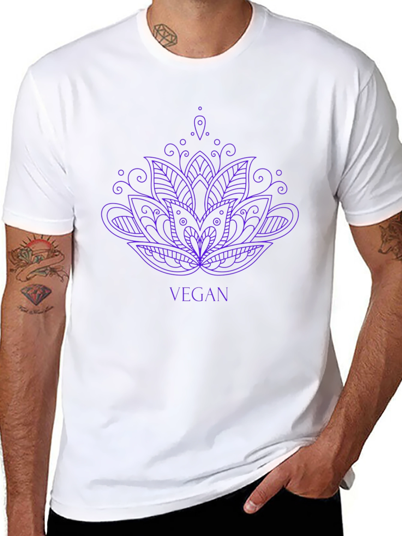 Vegan Lotus Flower Graphic Tee - Black