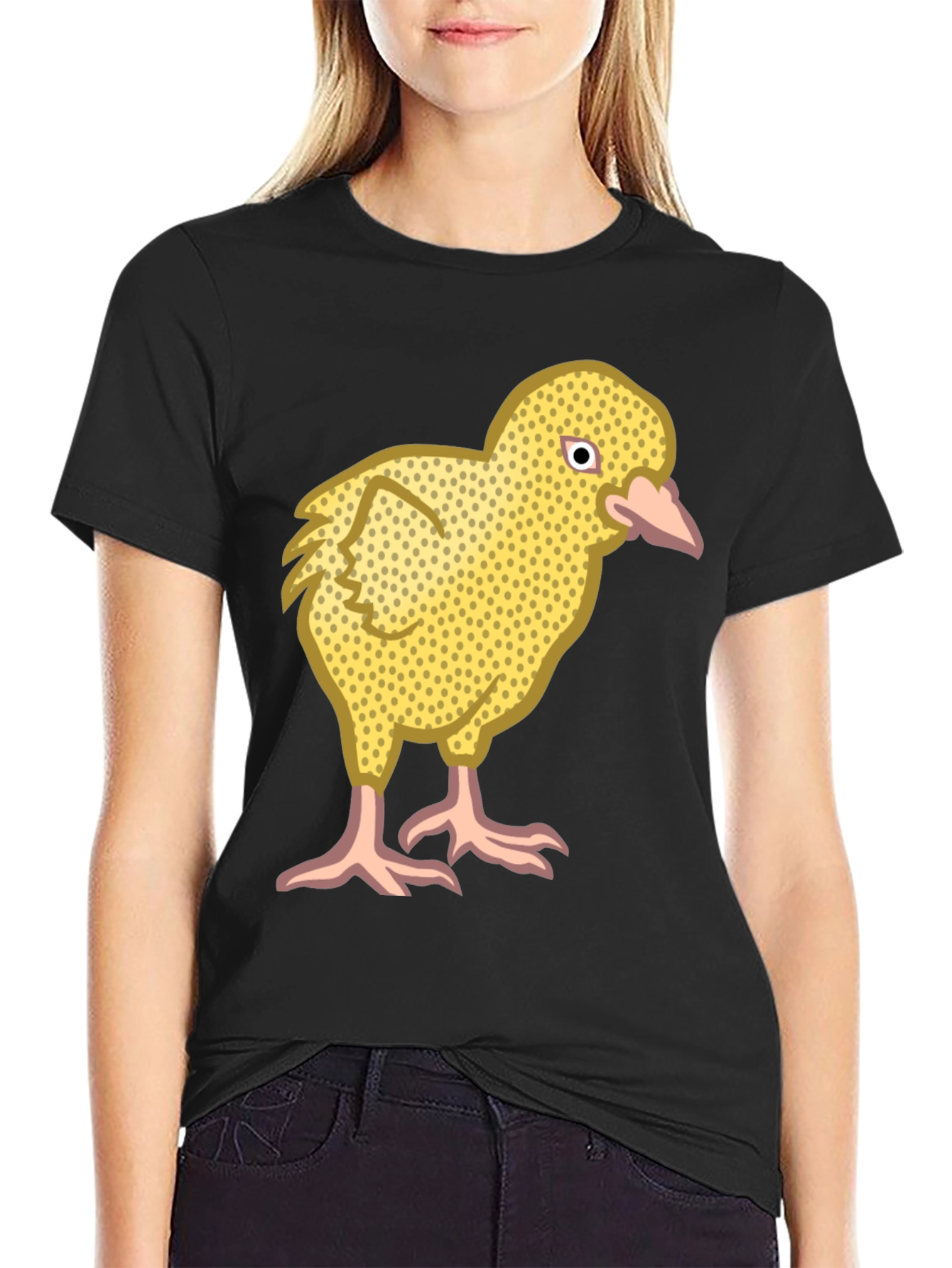 Funny Chick Graphic Black T-Shirt