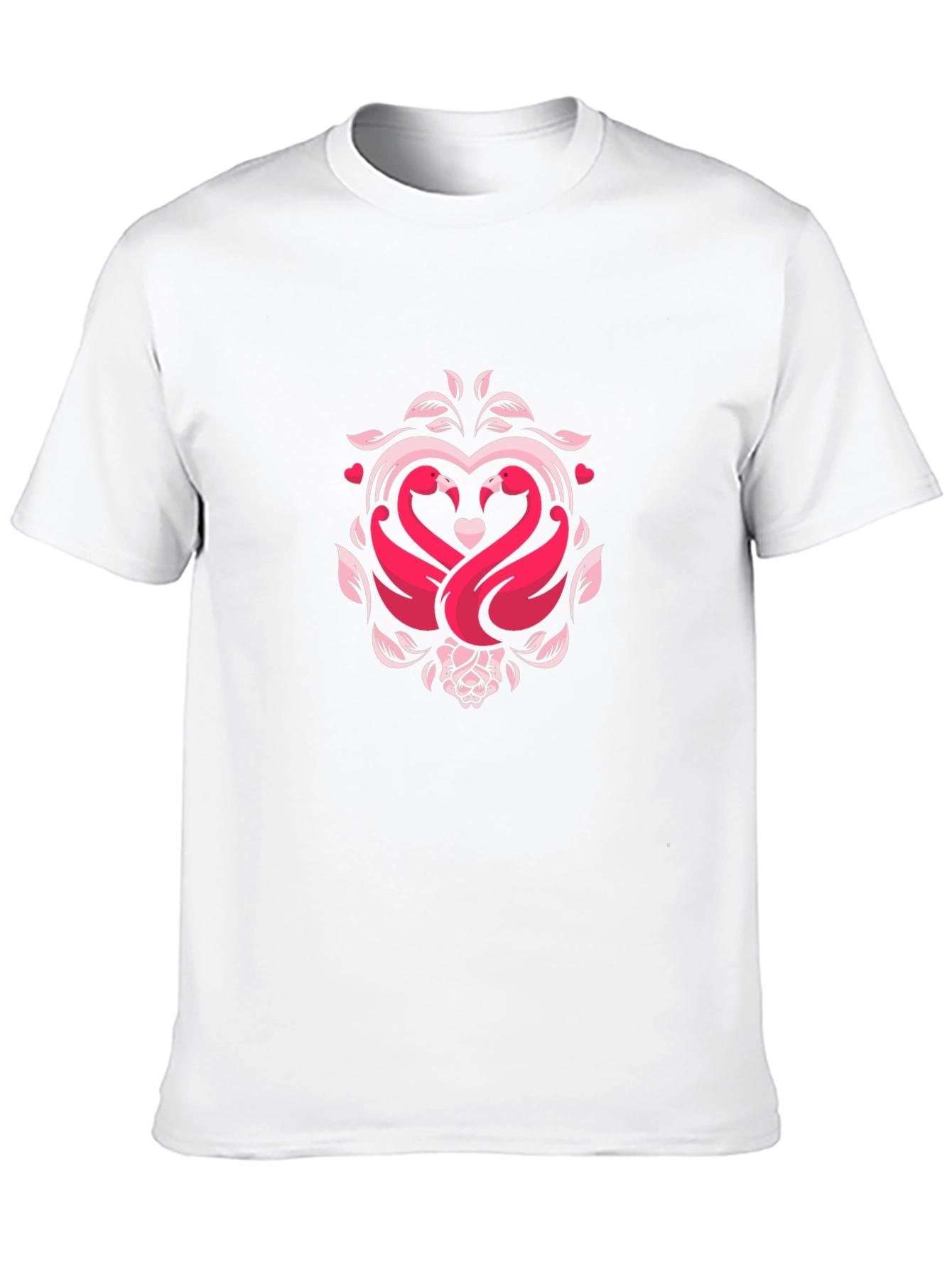 Romantic Swan Heart Graphic Black T-Shirt