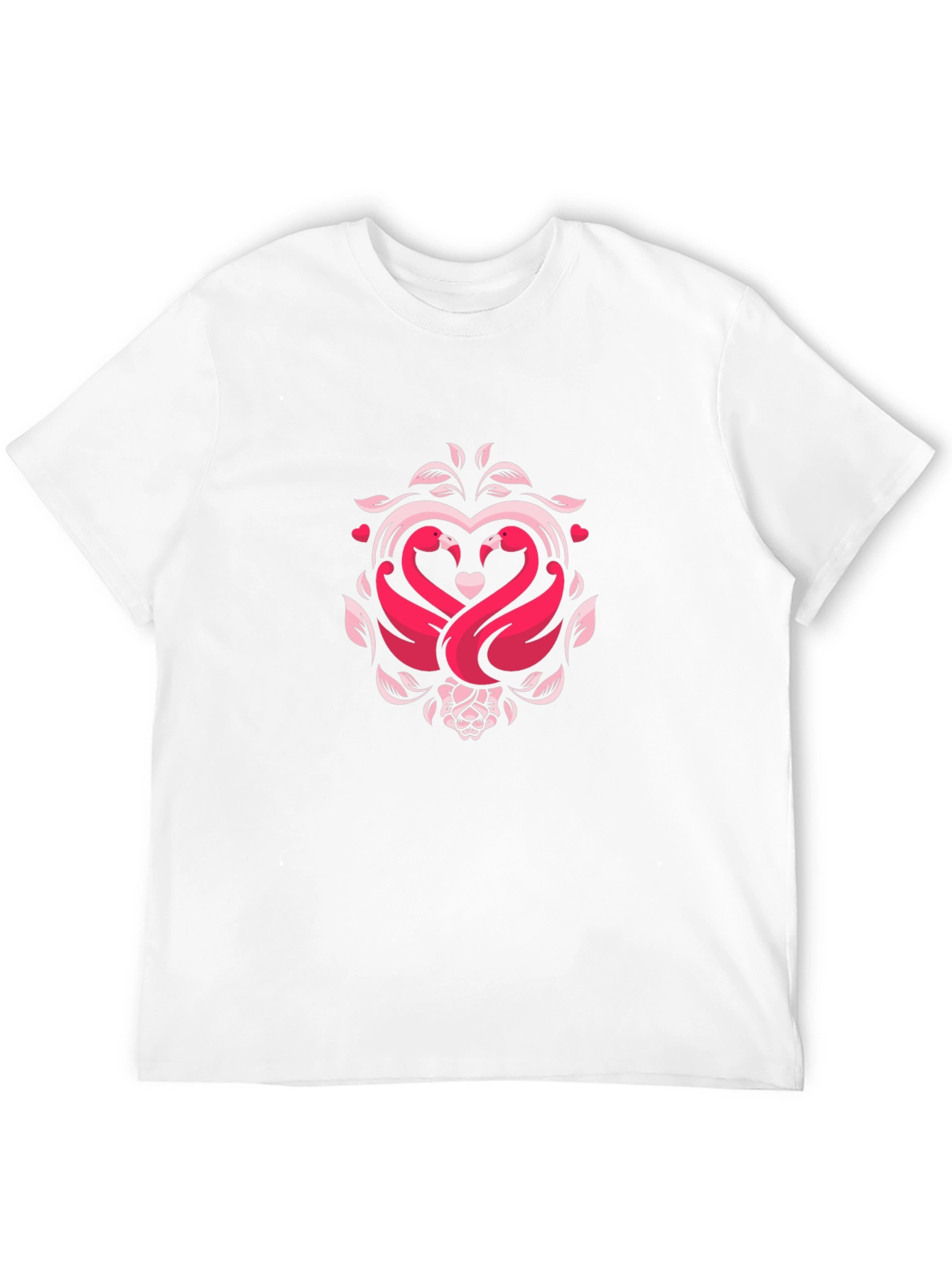 Romantic Swan Heart Graphic Black T-Shirt