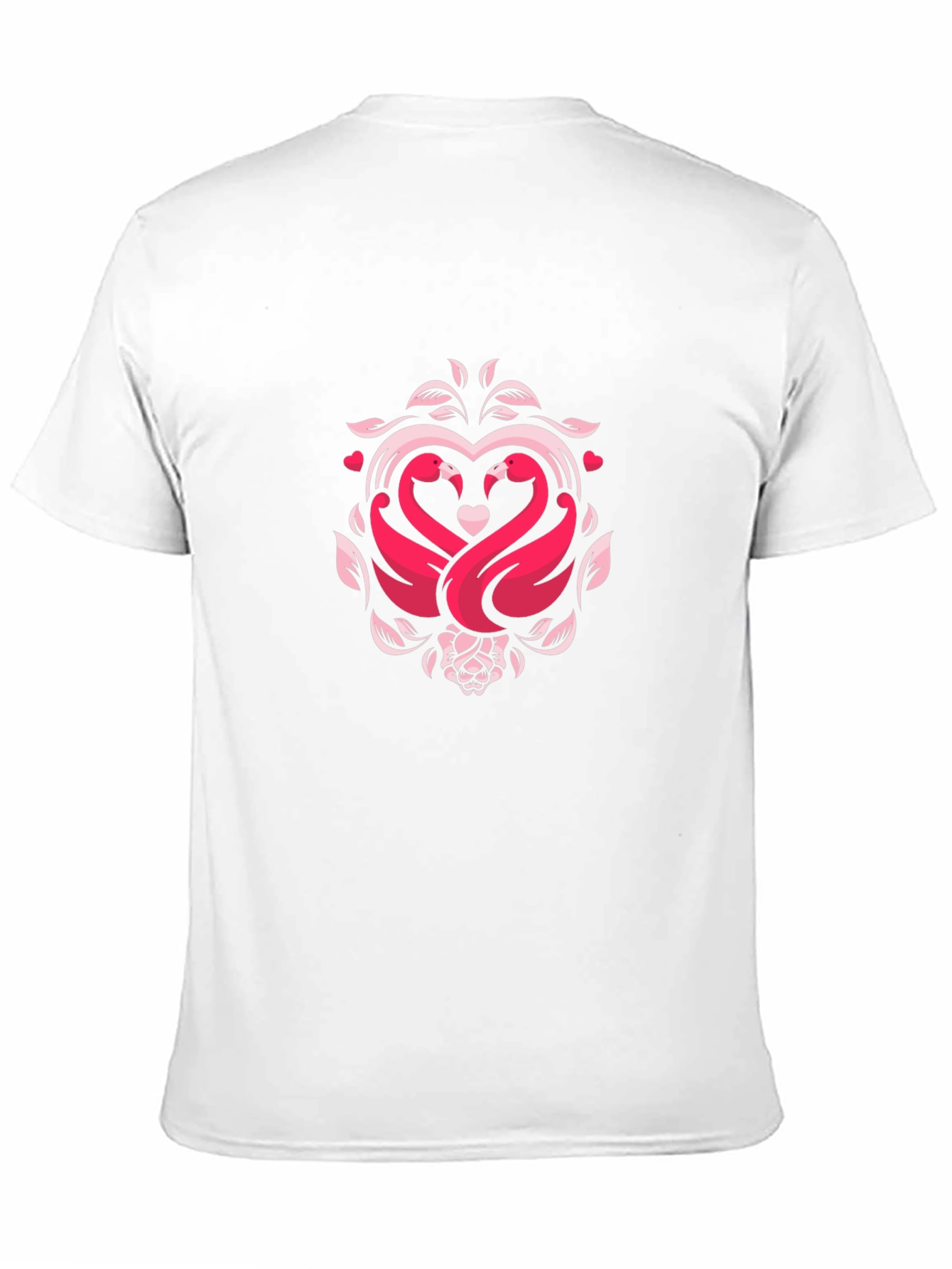 Romantic Swan Heart Graphic Black T-Shirt