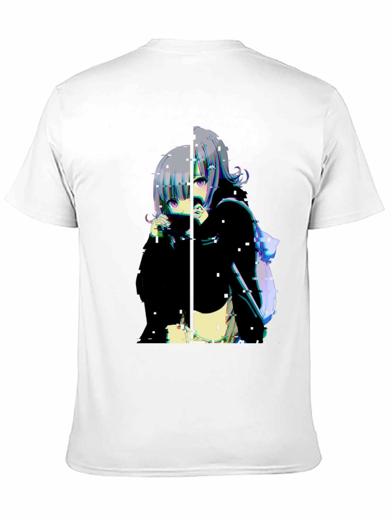Anime Glitchcore Black T-Shirt