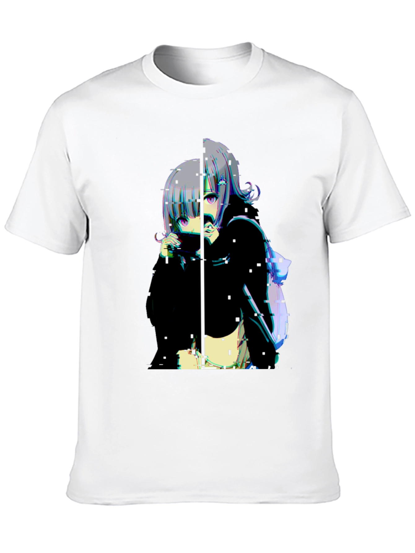 Anime Glitchcore Black T-Shirt