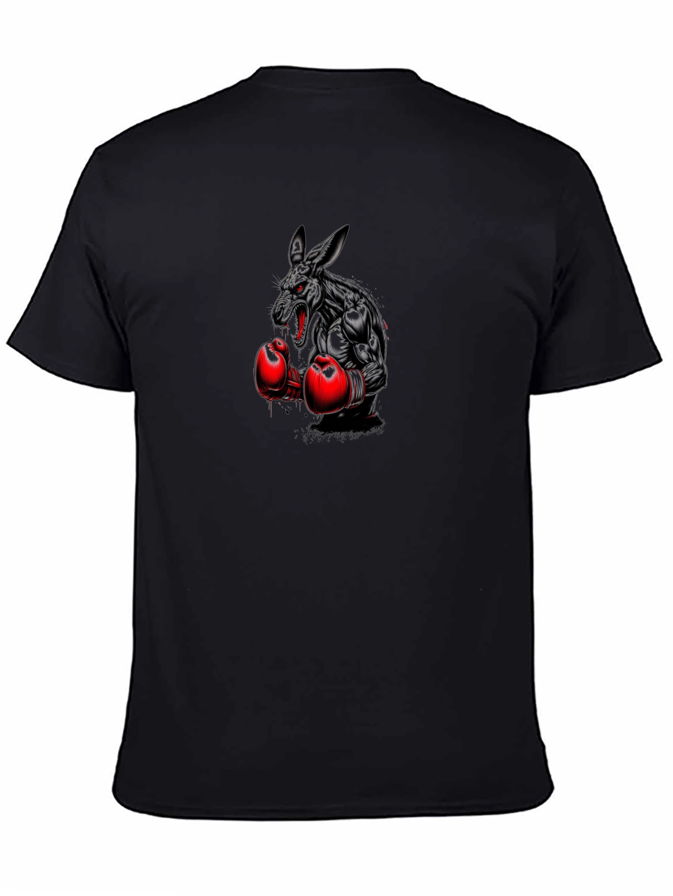Boxing Kangaroo Graphic Tee - Black Cotton T-Shirt