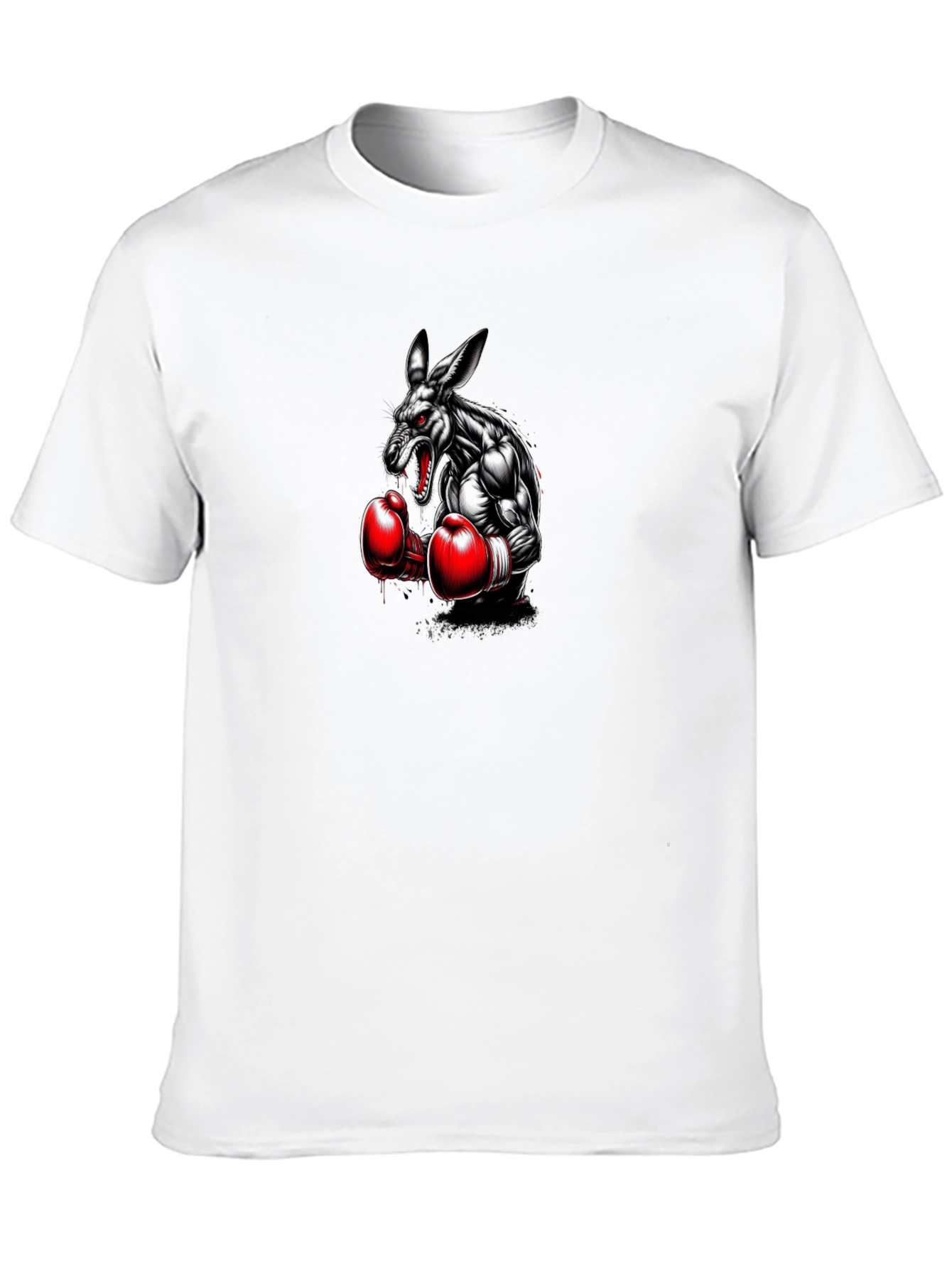 Boxing Kangaroo Graphic Tee - Black Cotton T-Shirt