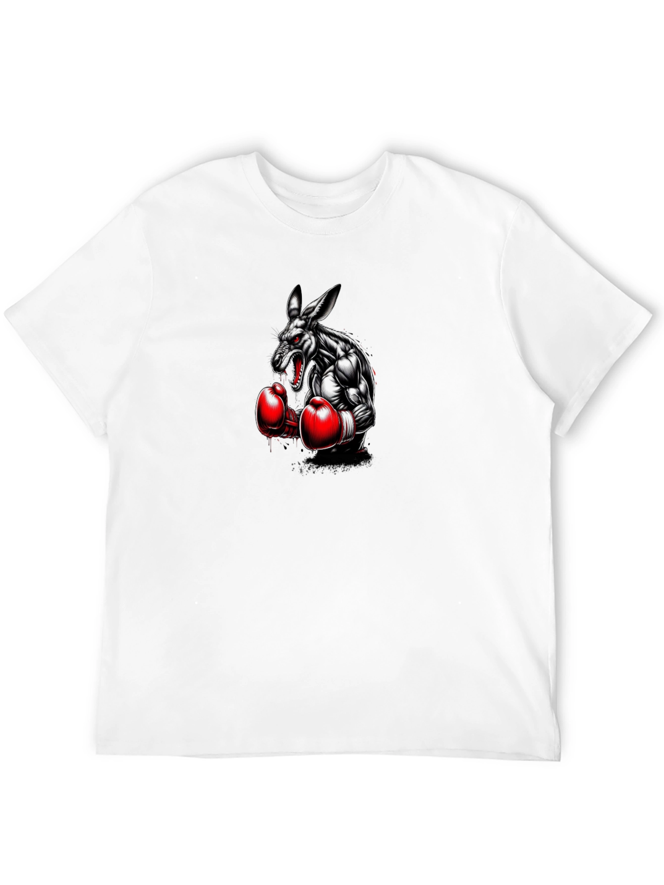 Boxing Kangaroo Graphic Tee - Black Cotton T-Shirt