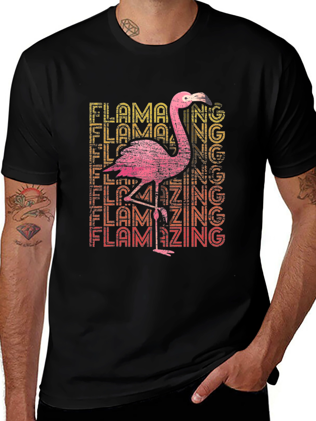Flamazing Flamingo Graphic Tee - Black